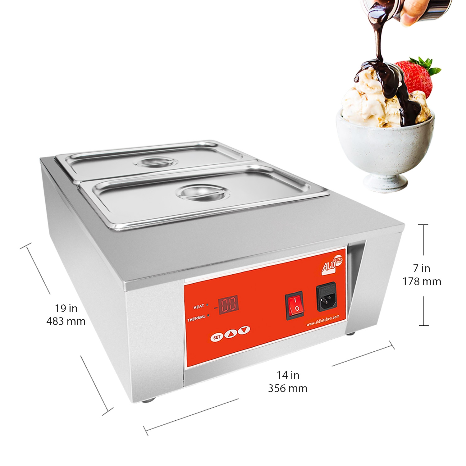 AR-D2002-2 Digital Electric Chocolate Melter | 8 kg Commercial Chocolate Heater | 2 Tanks | 110V