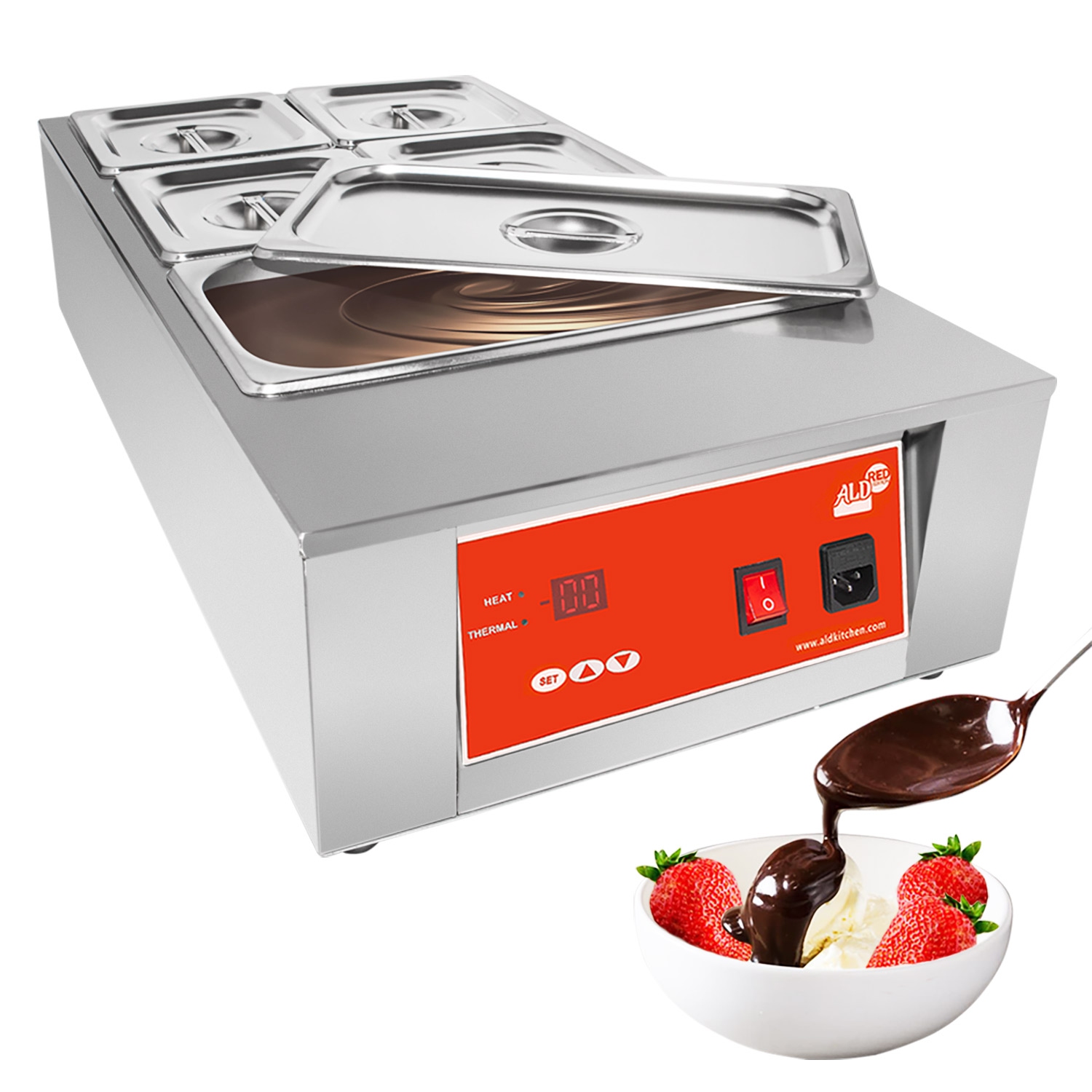 Digital Electric Chocolate Melter | 12 kg Commercial Chocolate Heater | 5 Tanks | 110V