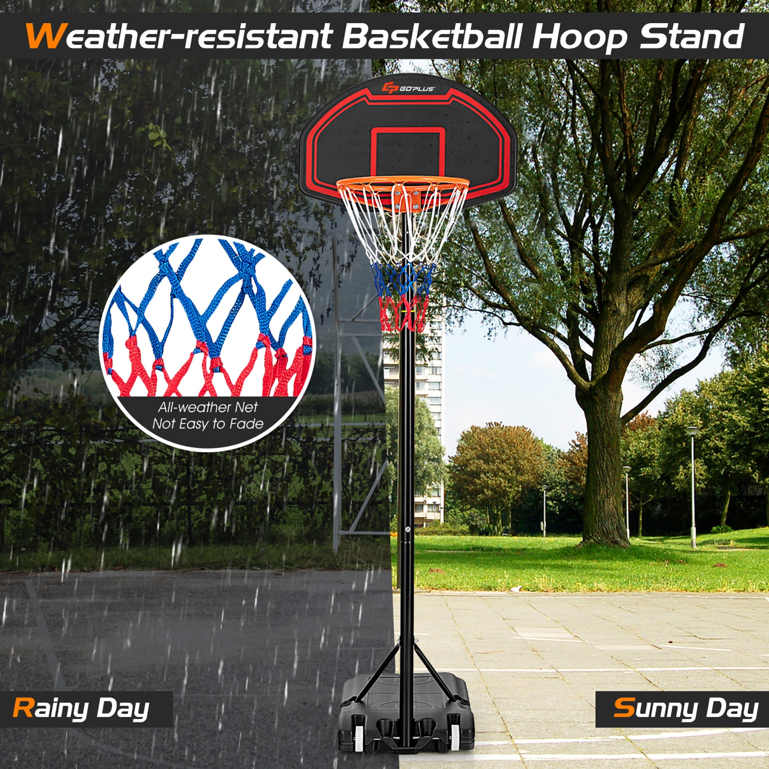 Costway Adjustable Kids Basketball Hoop Stand W/tough Net Shatterproof Backboard Wheel