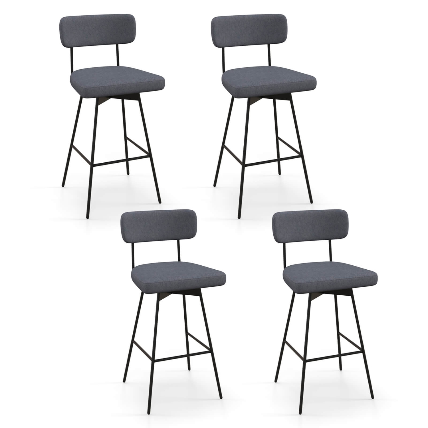 Costway Set of 4 Swivel Bar Stools Bar Height Upholstered Kitchen Dining Chairs