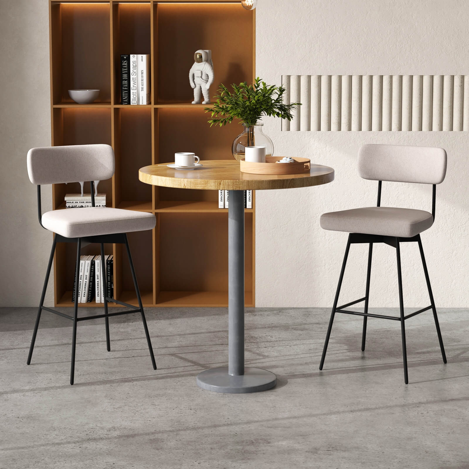 Ensemble de 4 tabourets de bar pivotants avec revêtement à hauteur de bar pour la salle à manger de Costway