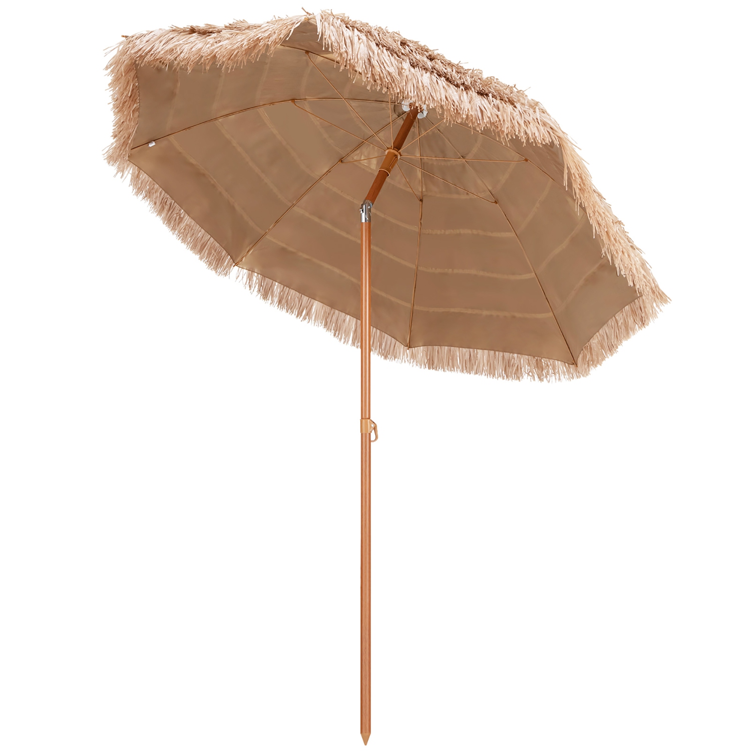 Parasol Tiki de patio de 7,2 pi inclinable à 8 nervures Hawaiian Hula Beach de Costway