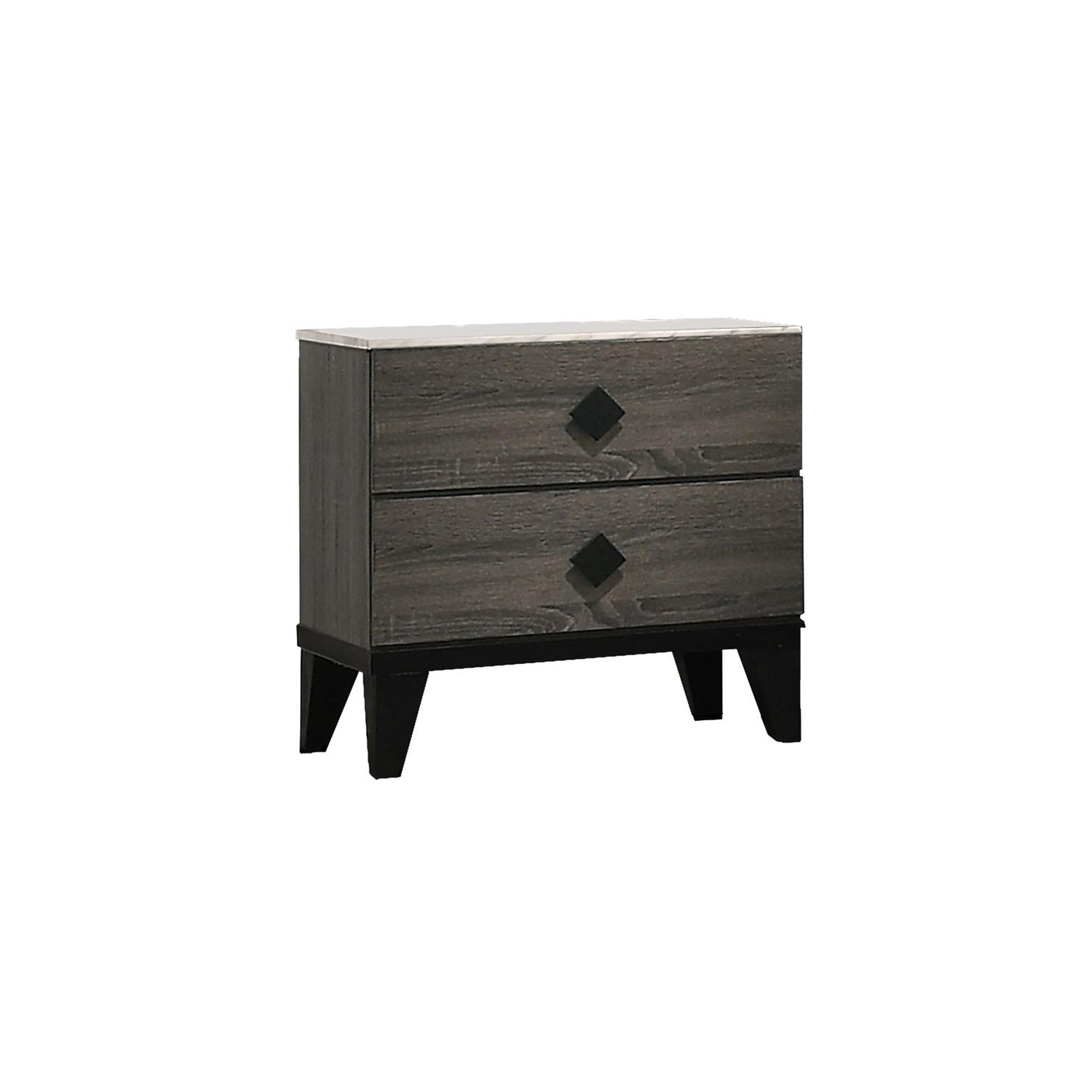 Madelyn Walnut Bedroom Nightstand with 2 Drawers and Faux Mable Top