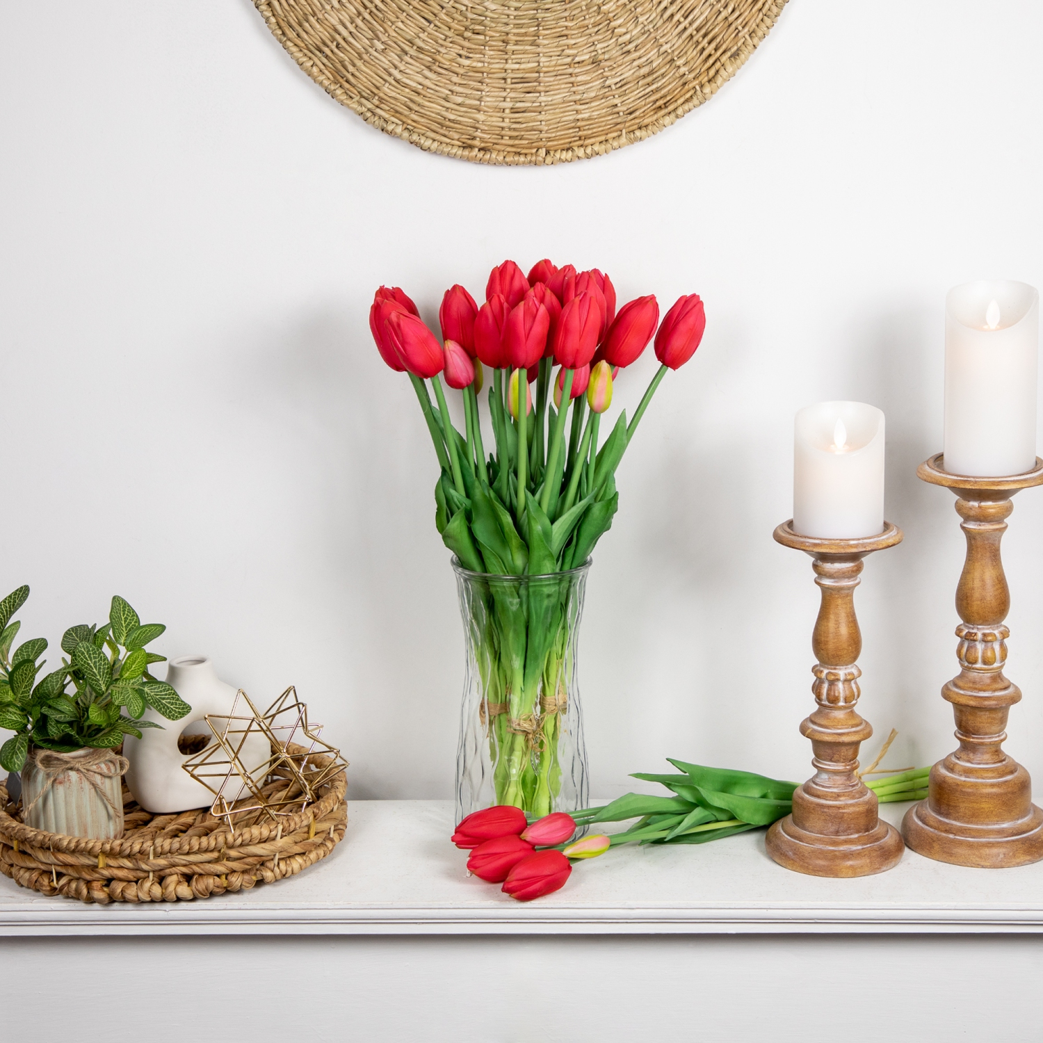 Real Touch™ Pink Artificial Tulip Floral Bundles Set of 6 - 18"