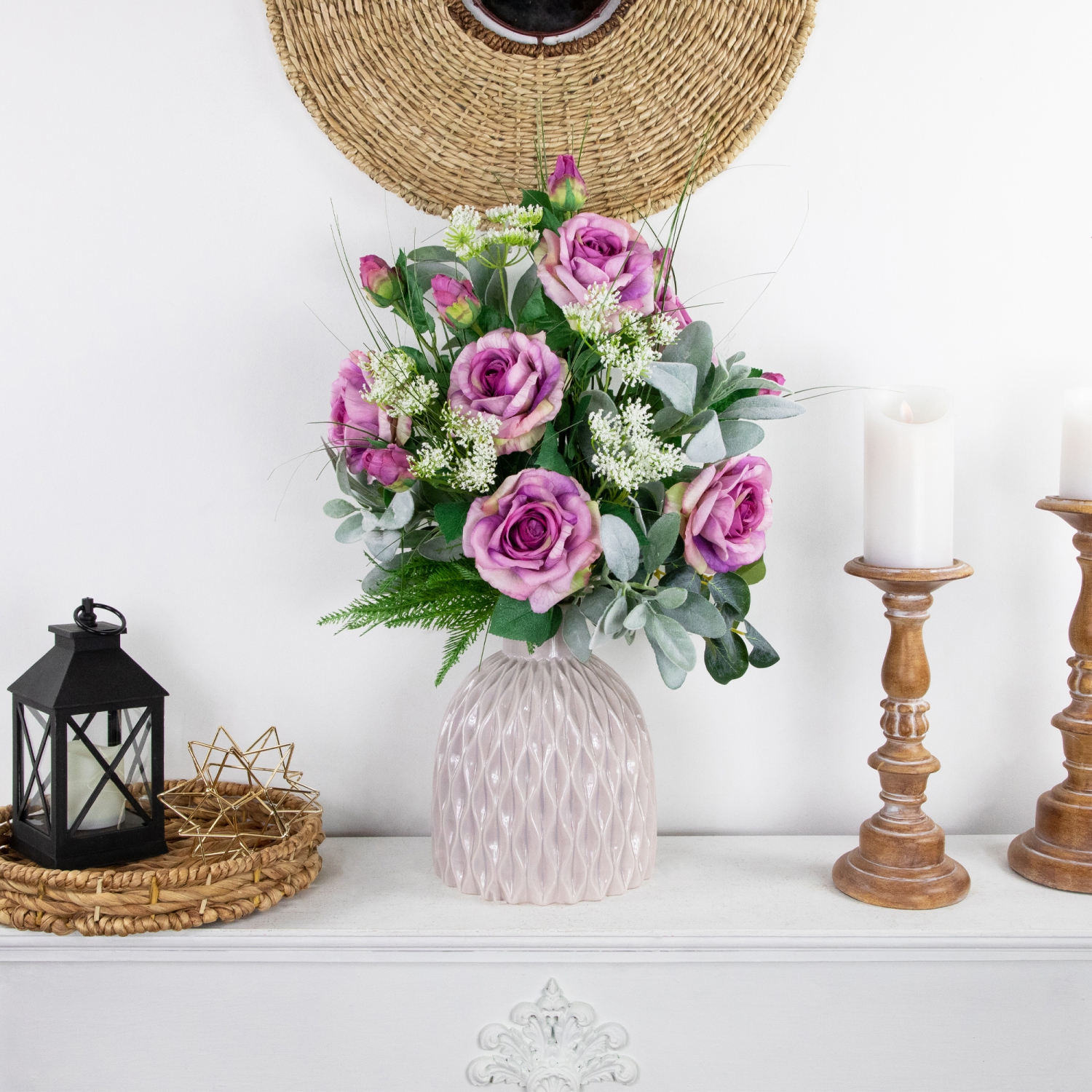 Real Touch™ Purple Artificial Rose Stems, Set of 6 - 26"