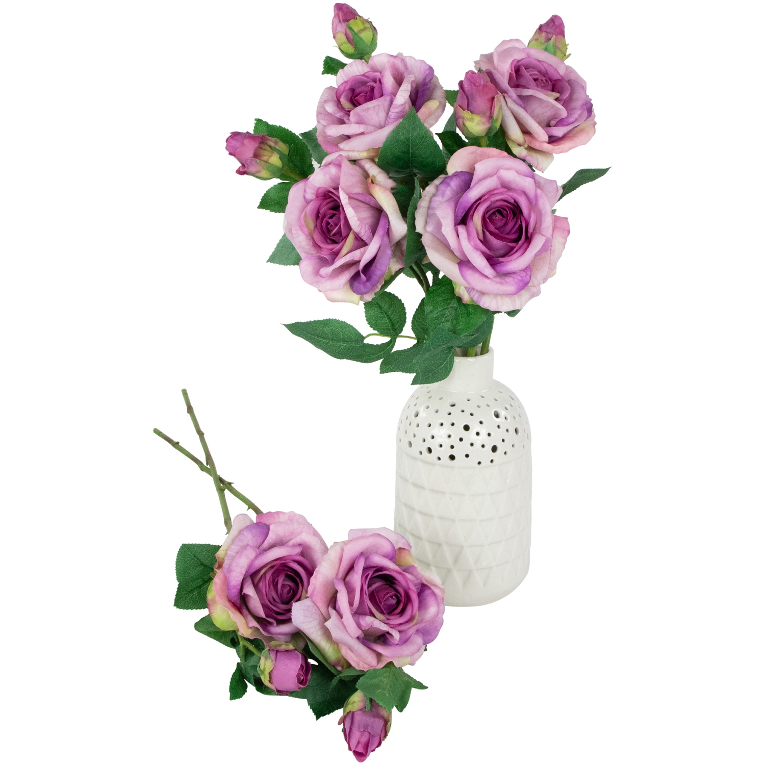 Real Touch™ Purple Artificial Rose Stems, Set of 6 - 26"