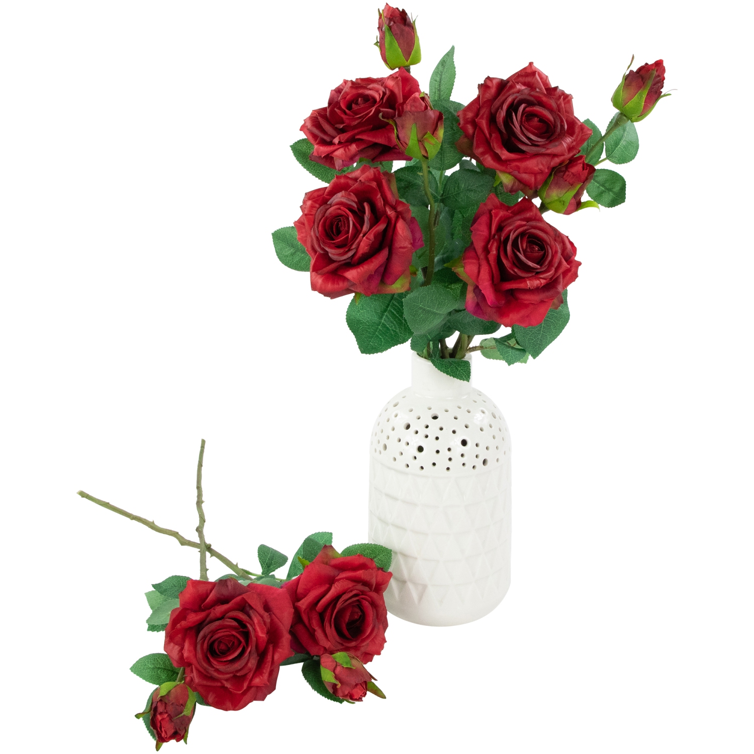 Real Touch™ Red Artificial Rose Stems, Set of 6 - 19"