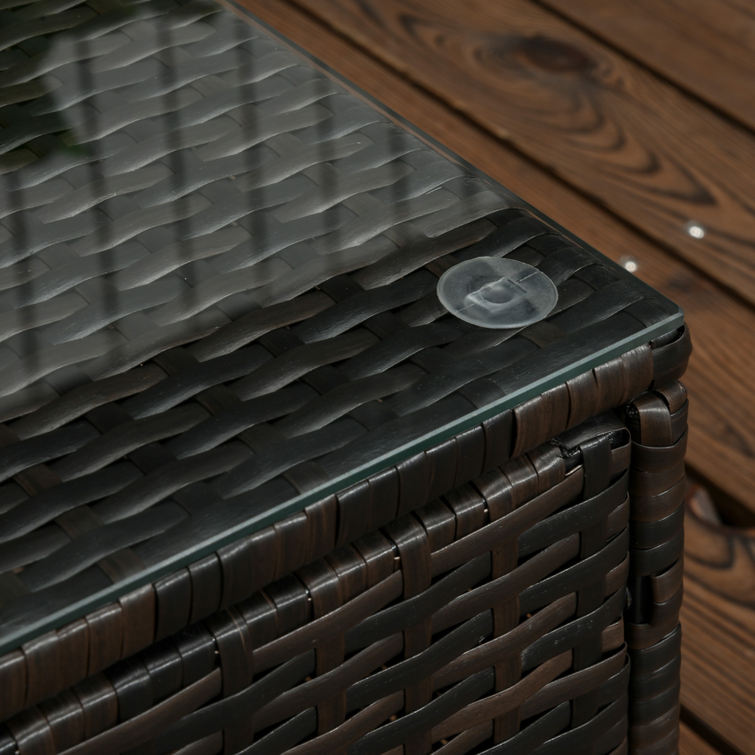 Outsunny 3 Pieces Patio Furniture Set with Cushions, Outdoor PE Rattan Wicker Conversation Corner Sofa Set with Glass Top Table and Adjustable Foot