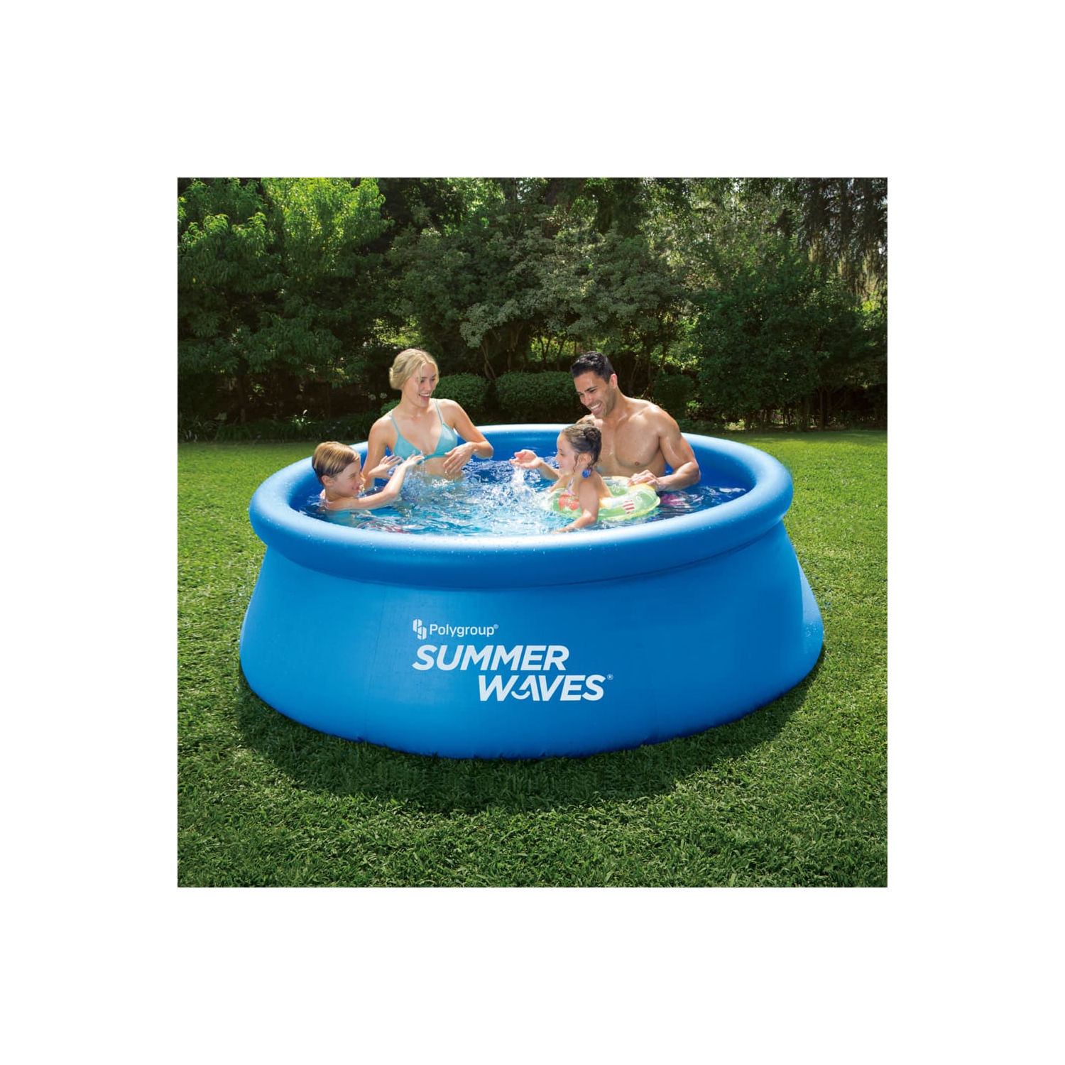 Piscine gonflable ronde à réglage rapide Summer Waves de 8 pi x 26 po avec pompe de filtration RP350 - Bleu