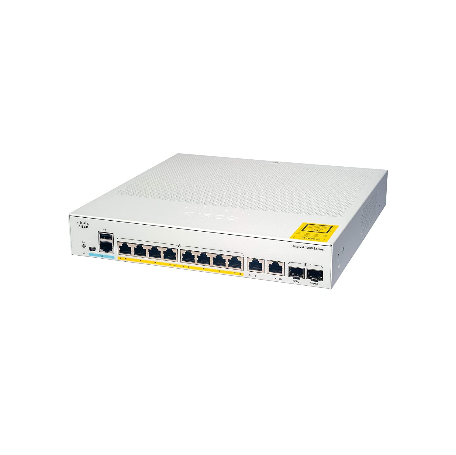 Cisco Catalyst 1000-8T-E-2G-L Network Switch, 8 Gigabit Ethernet Ports, 2X 1G SFP/RJ-45 Combo Ports, Fanless Operation, External PS