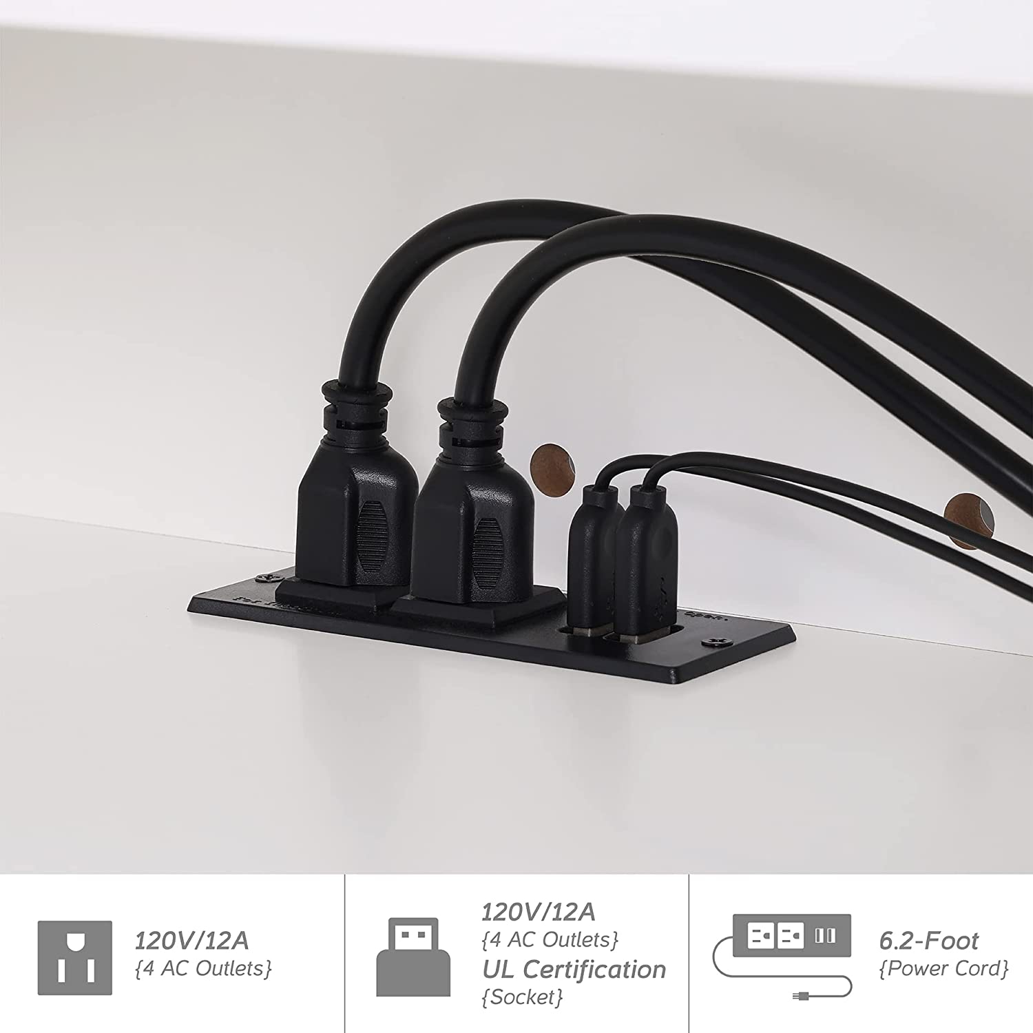 Console multimédia murale WAMPAT avec prises d’alimentation de 70 po, tablette flottante pour téléviseur de 70 po, tablette de rangement pour salon,