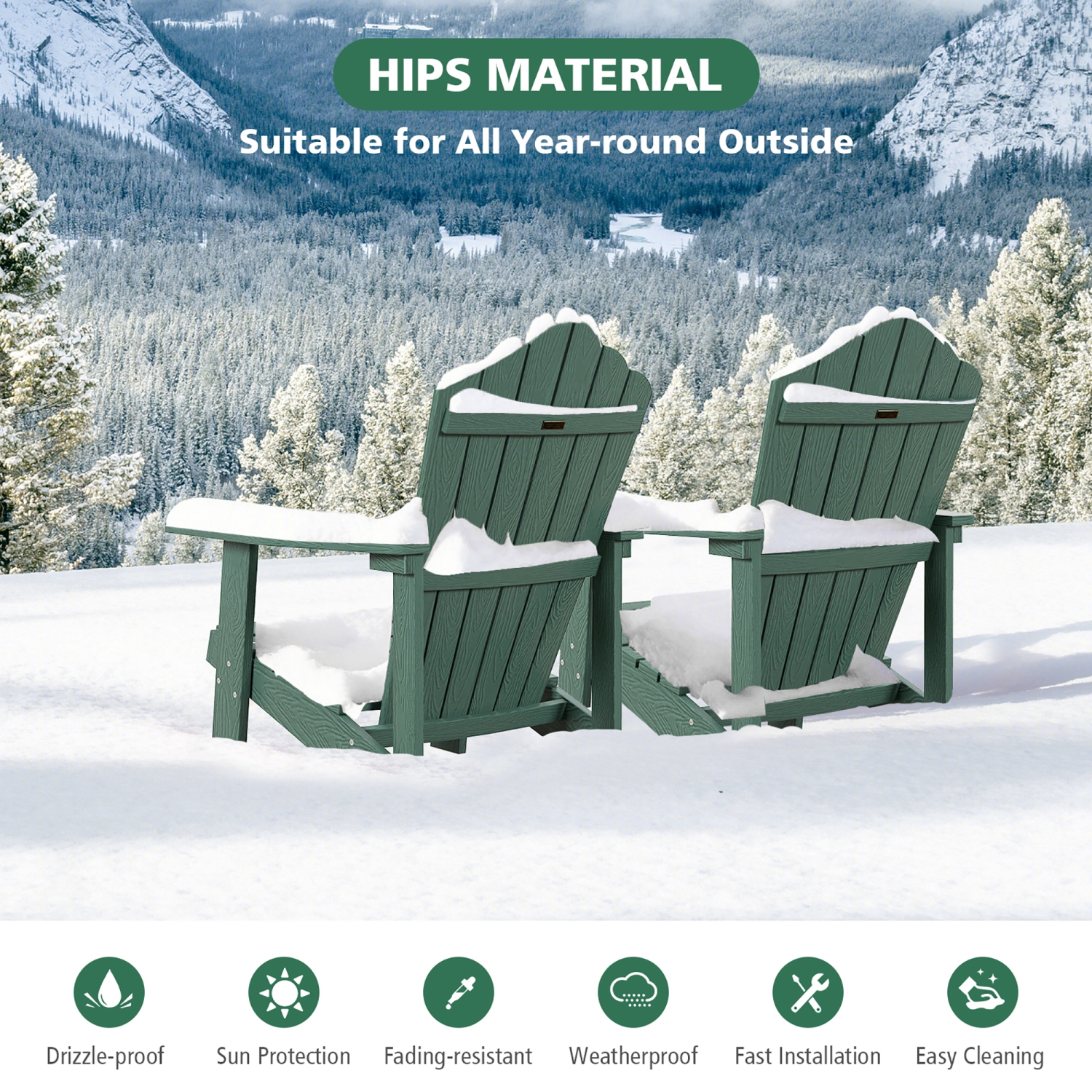 Gymax Patio HIPS Outdoor Weather Resistant Slatted Chair Adirondack Chair w/ Cup Holder