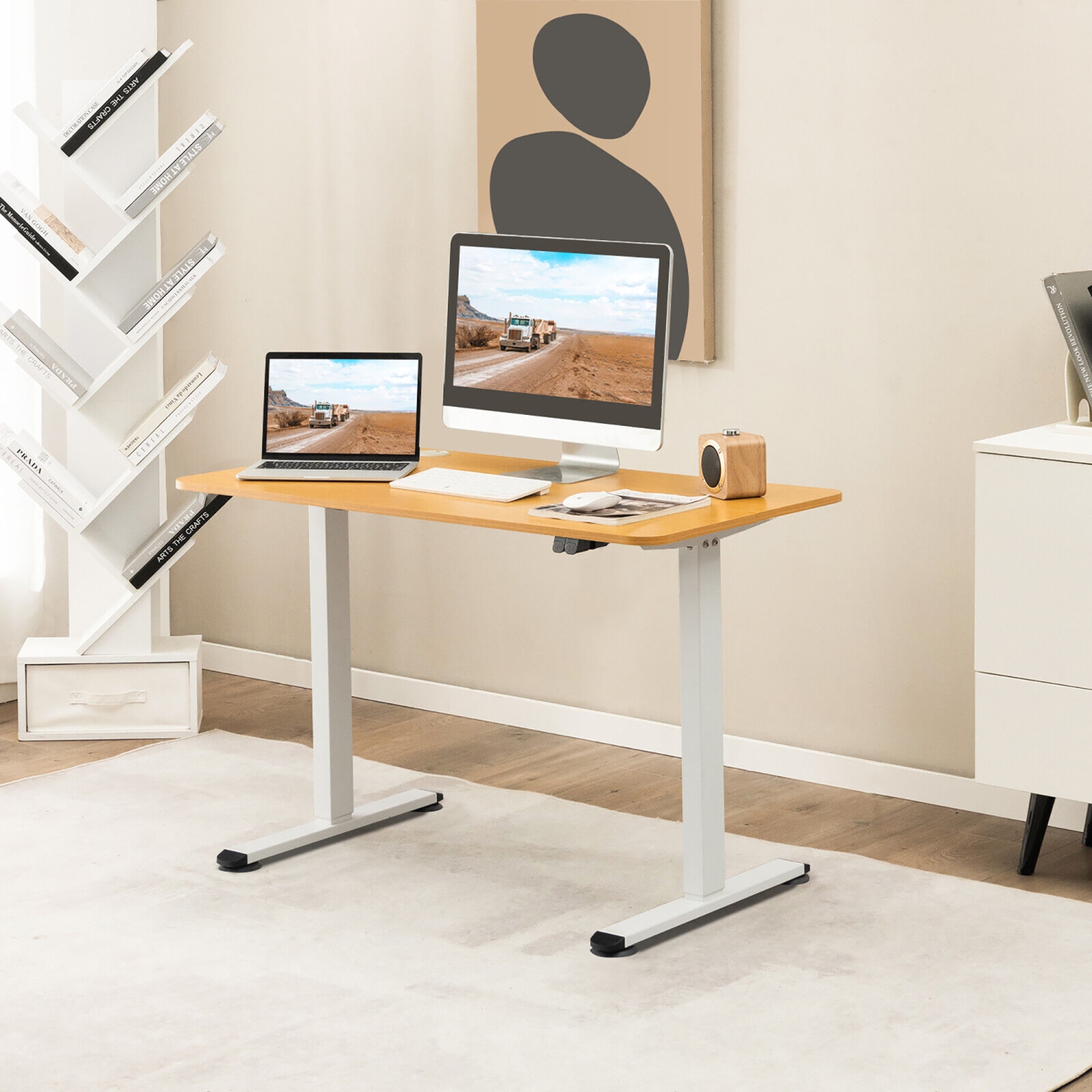 Gymax Electric Standing Desk Adjustable Stand up Computer Desk Anti-collision