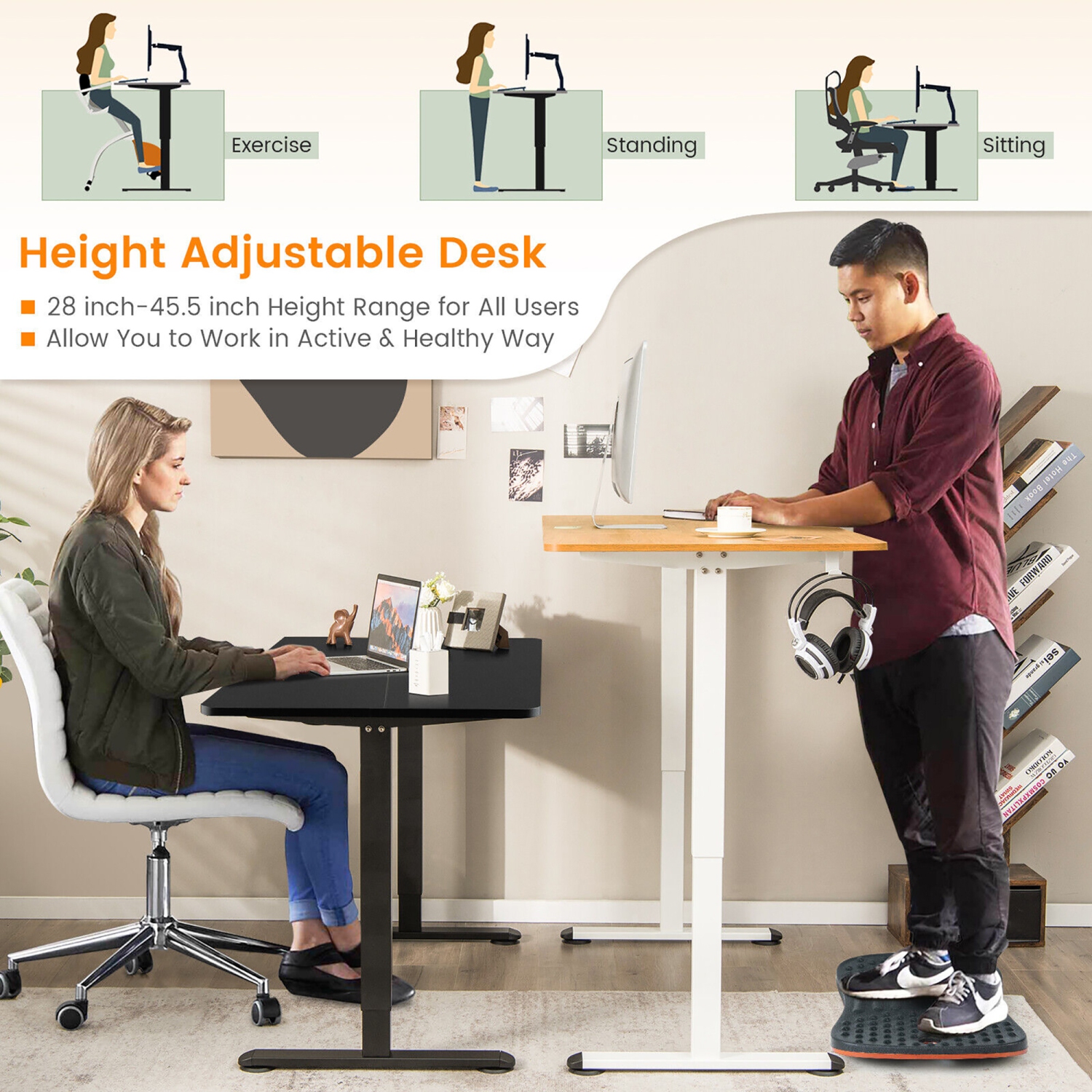 Gymax Electric Standing Desk Adjustable Stand up Computer Desk Anti-collision