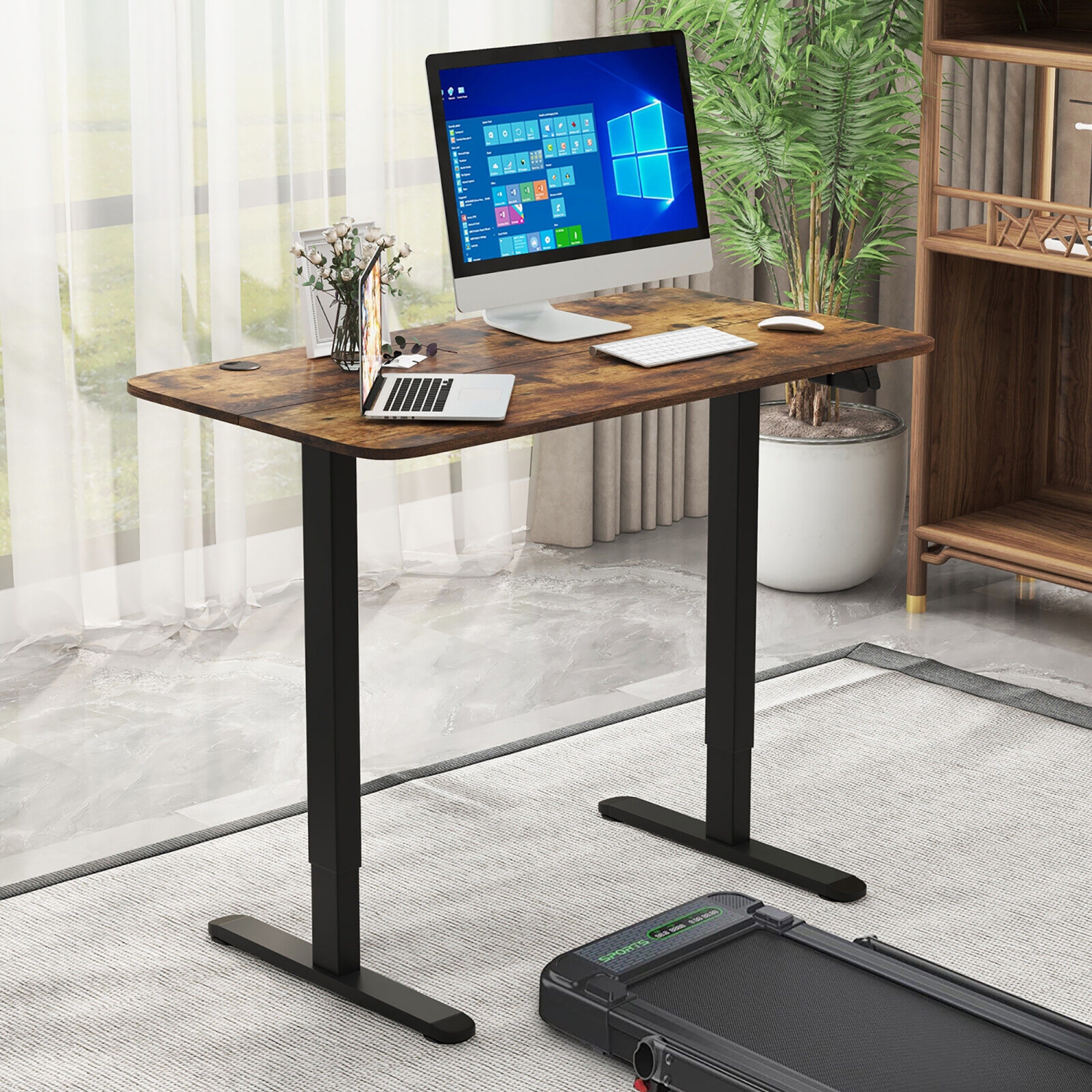 Gymax Electric Standing Desk Adjustable Stand up Computer Desk Anti-collision