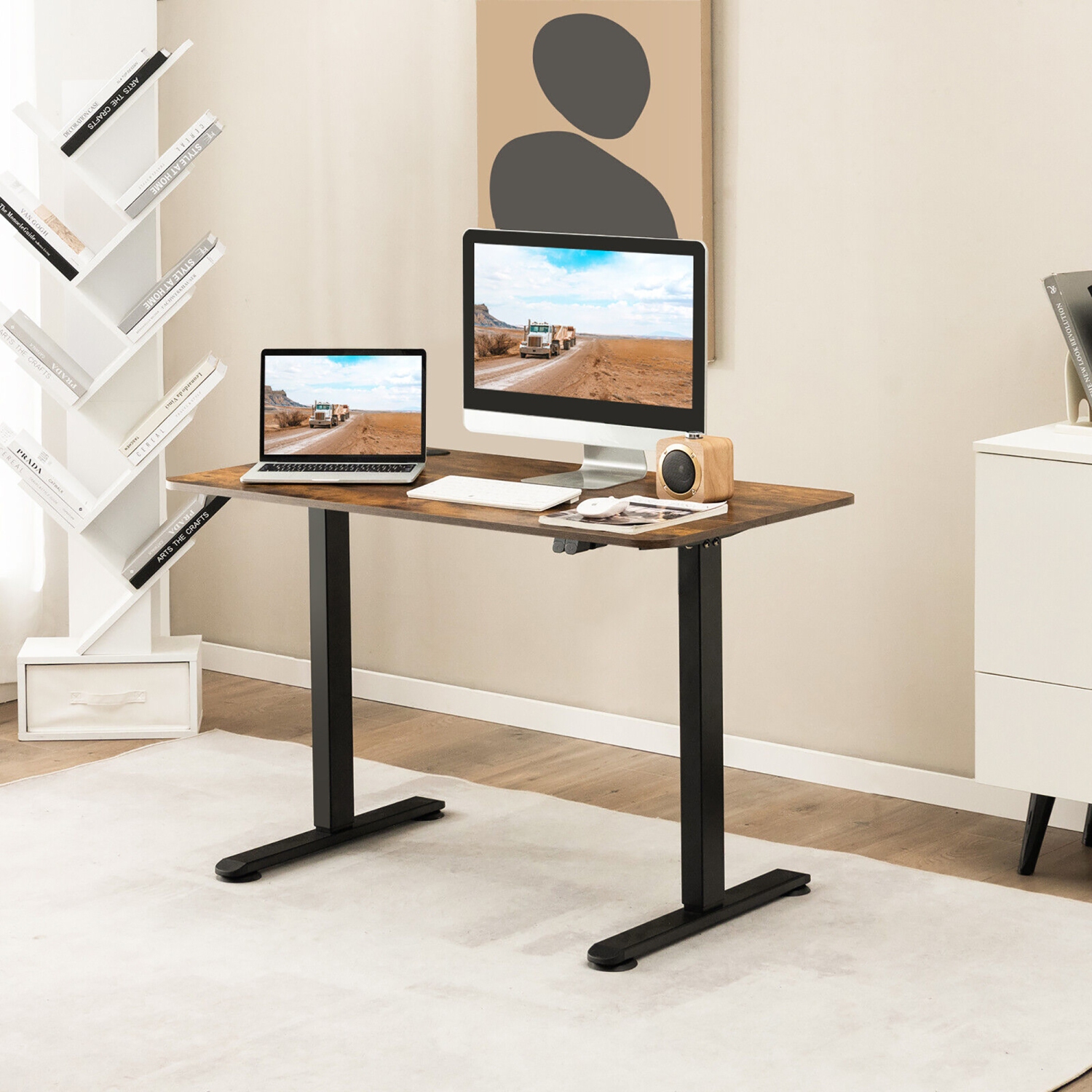 Gymax Electric Standing Desk Adjustable Stand up Computer Desk Anti-collision