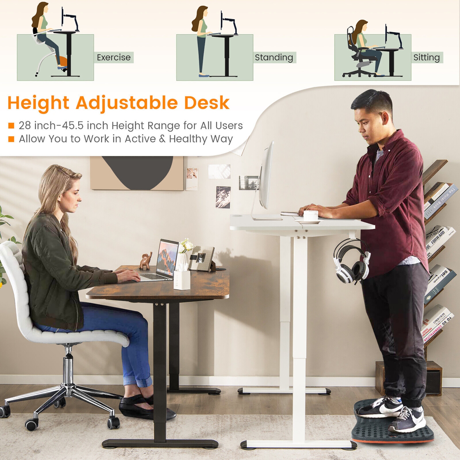 Gymax Electric Standing Desk Adjustable Stand up Computer Desk Anti-collision