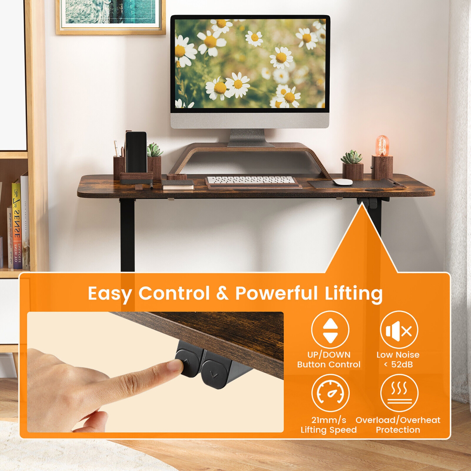 Gymax Electric Standing Desk Adjustable Stand up Computer Desk Anti-collision