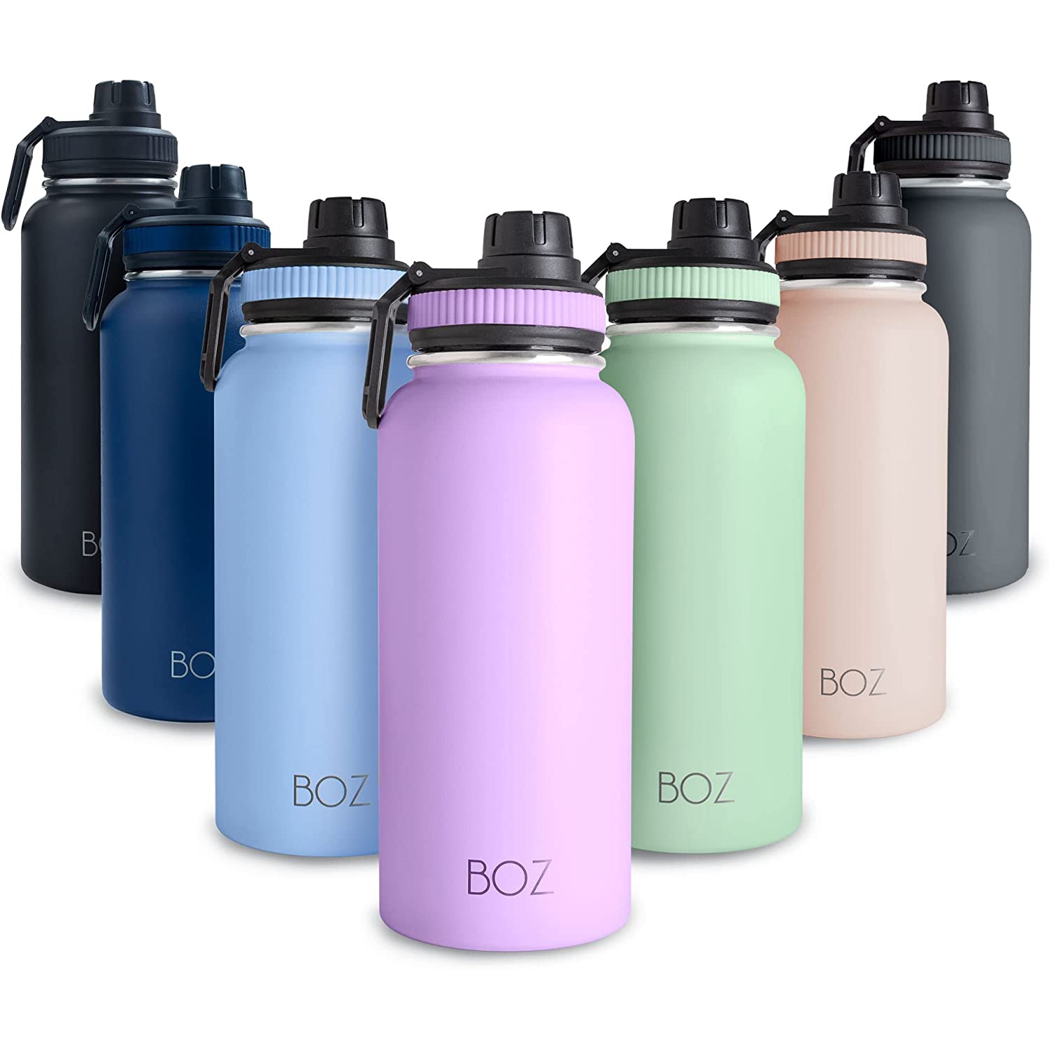 BOZ Stainless Steel Water Bottle XL Wide Mouth, Vacuum Double Wall Insulated (Lavender)