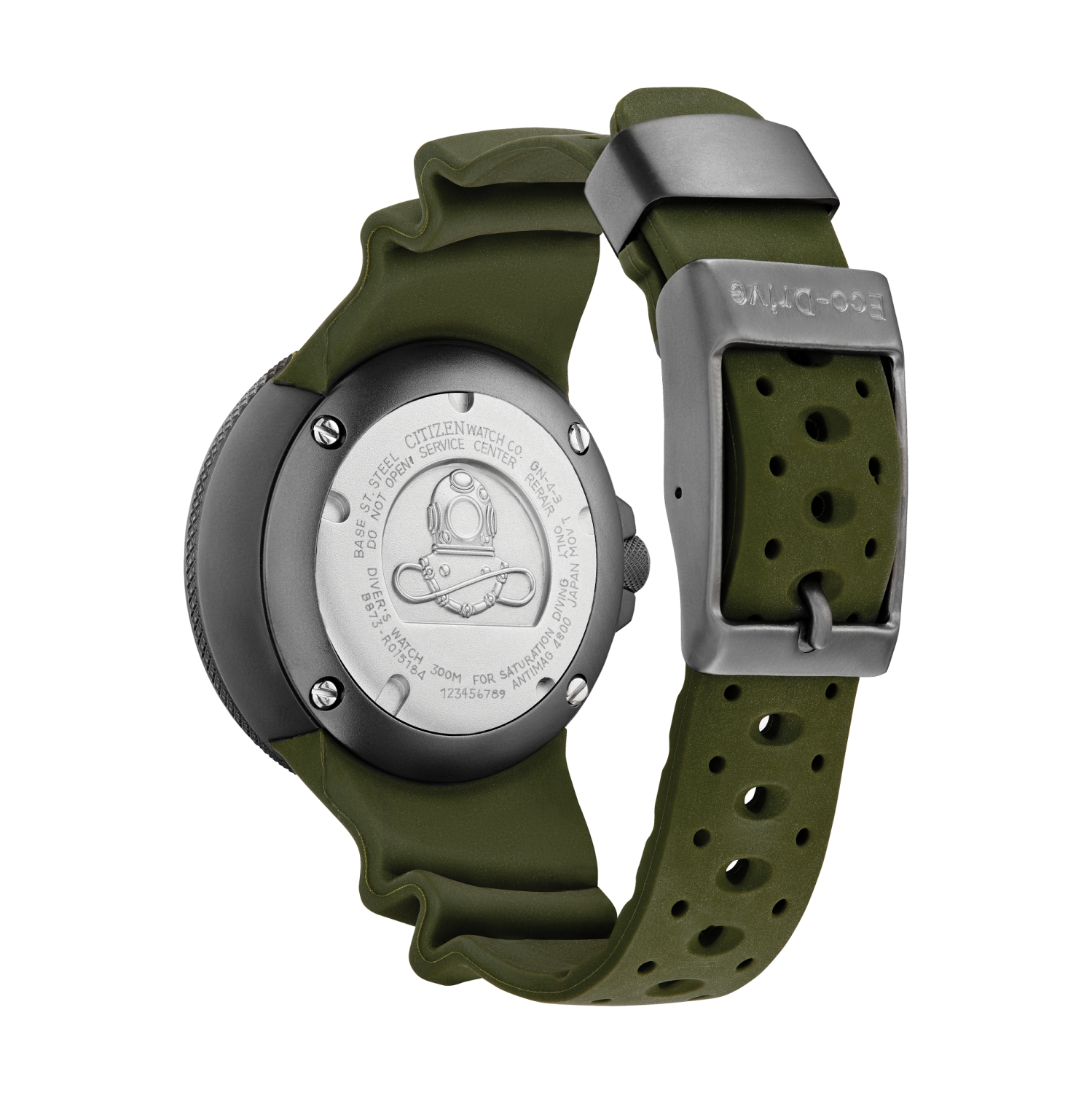 Citizen Mens Promaster Dive "Ecozilla" Eco-Drive Watch 48mm Black Stainless Steel Case Green Polyurethane Strap with Green Dial