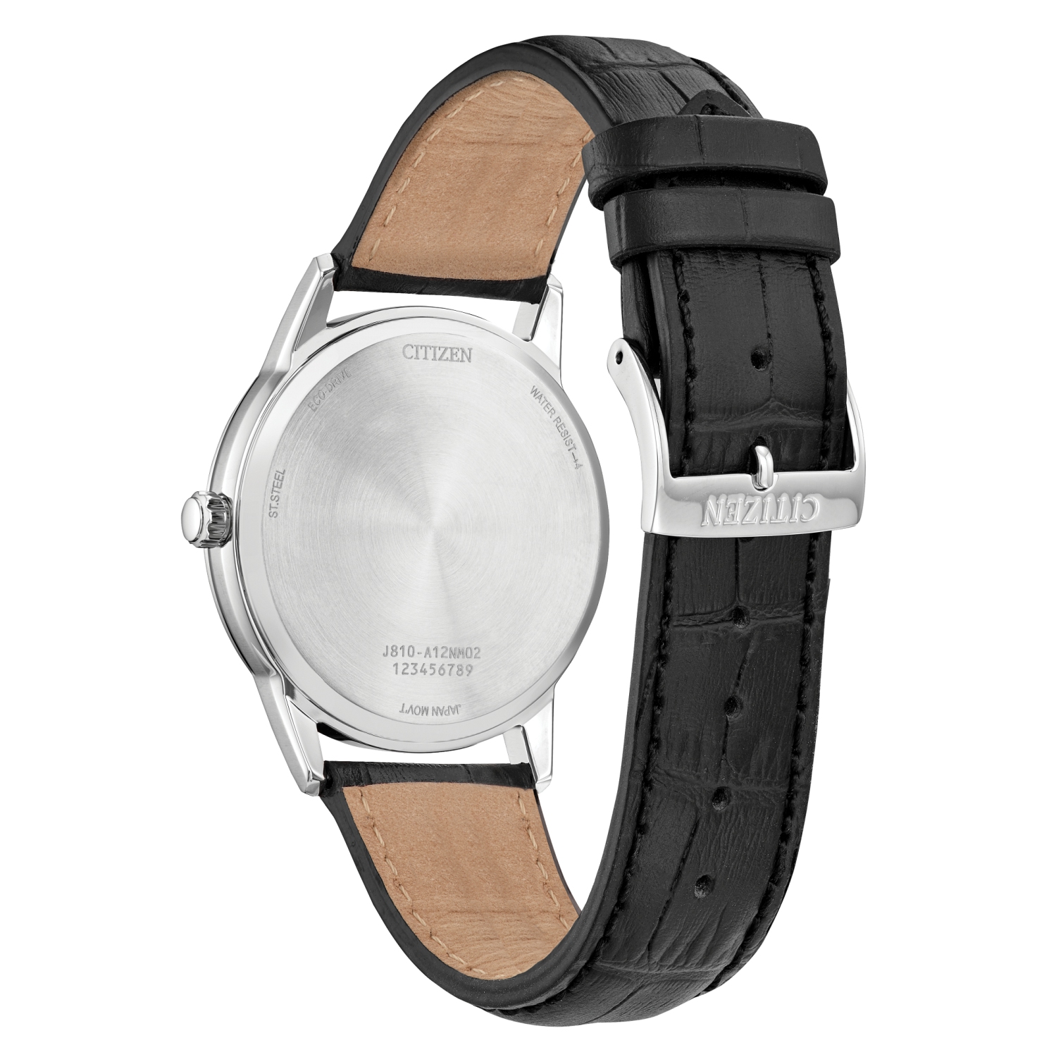 Montre classique pour hommes Eco-Drive 40&nbsp;mm de Citizen, boîtier en inox argenté, bracelet en cuir noir et cadran bleu