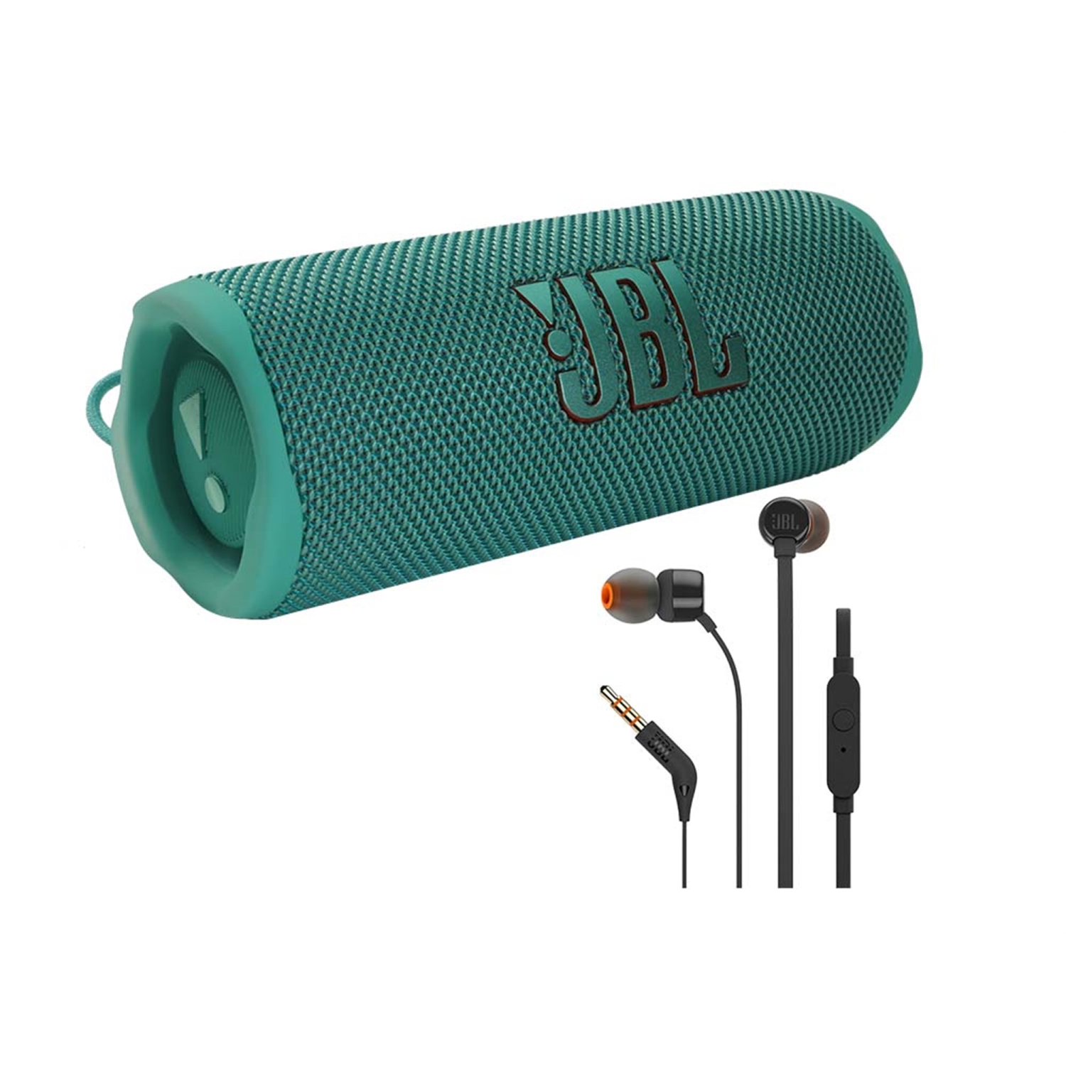 JBL FLIP 6 Wireless Portable Waterproof Speaker Teal with T110 in Ear Headphones