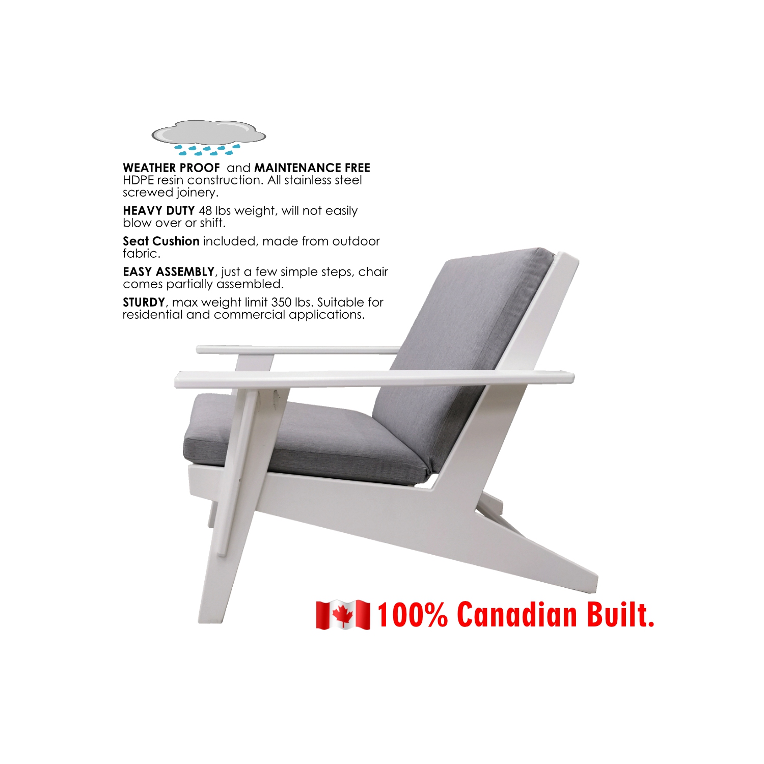 Modern Lounge Chair Indoor/Outdoor , Adirondack Chair