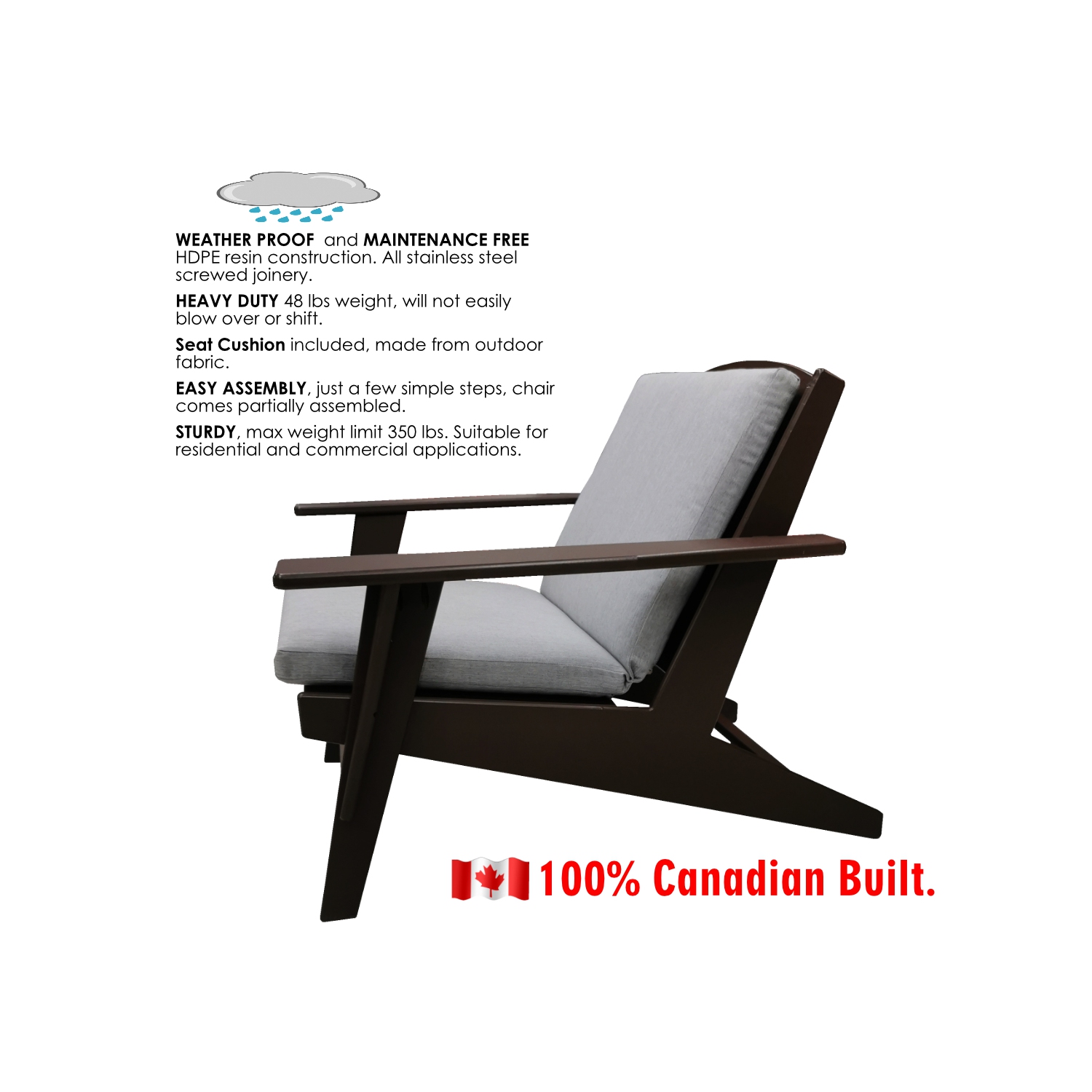 Chaise longue moderne intérieure/extérieure, chaise Adirondack