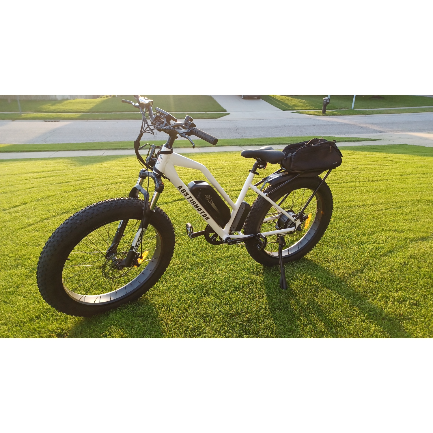 AOSTIRMOTOR Electric bike S07-G,750W Motor 26 Inch Fat Tire 35km Range Electric Mountain Ebike with Rack