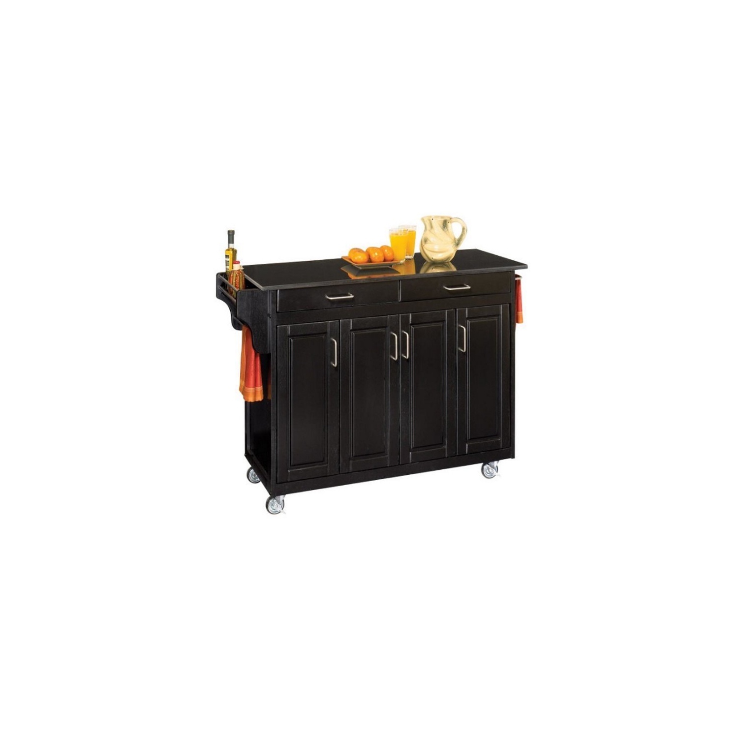 Hawthorne Collections 49" Granite Top Kitchen Cart in Black
