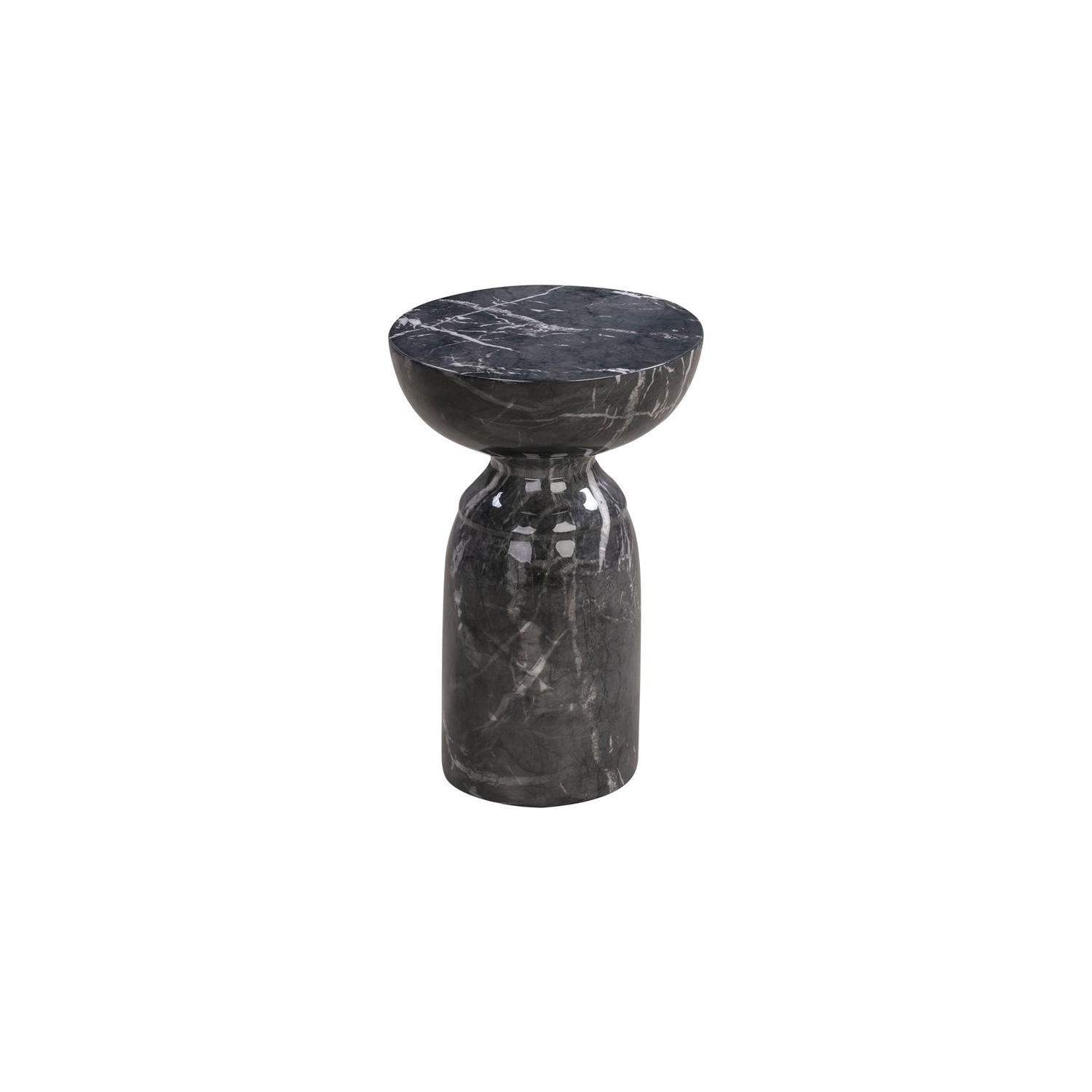 TOV Furniture Rue 20"H Transitional Marble Concrete Stone Side Table in Black