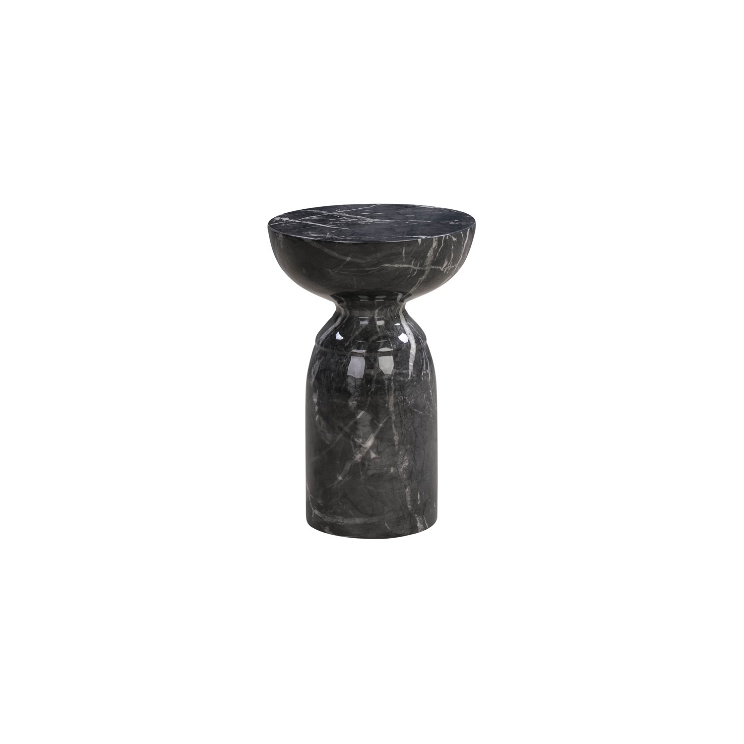 TOV Furniture Rue 20"H Transitional Marble Concrete Stone Side Table in Black