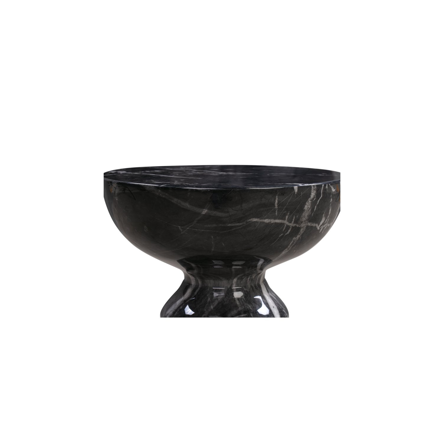 TOV Furniture Rue 20"H Transitional Marble Concrete Stone Side Table in Black