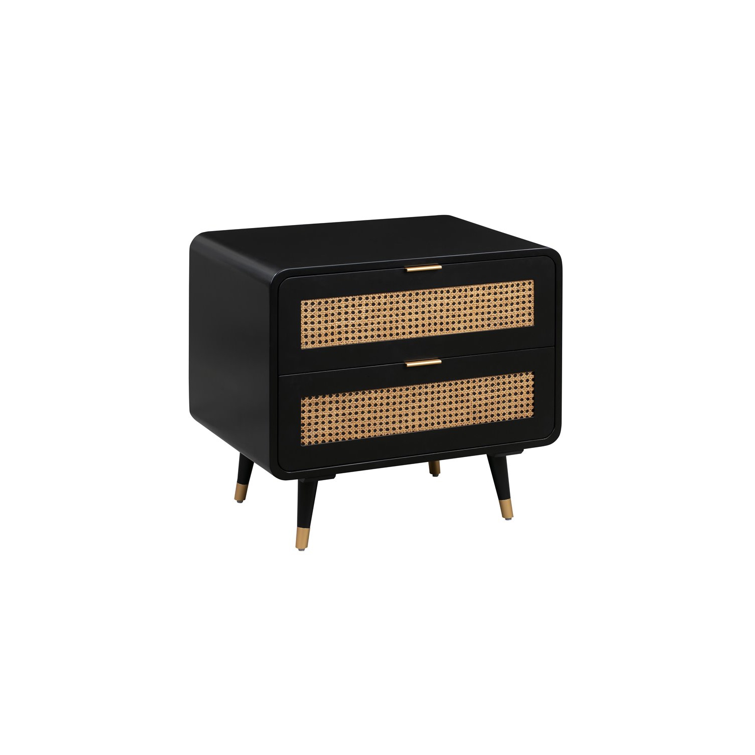 TOV Furniture Christine 24.4"H Mid-Century Wood Nightstand in Black