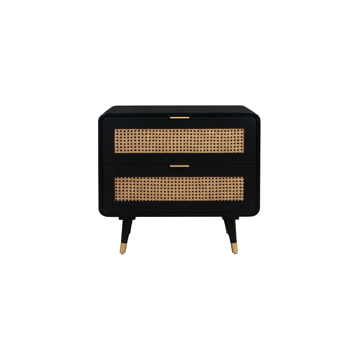 TOV Furniture Christine 24.4"H Mid-Century Wood Nightstand in Black