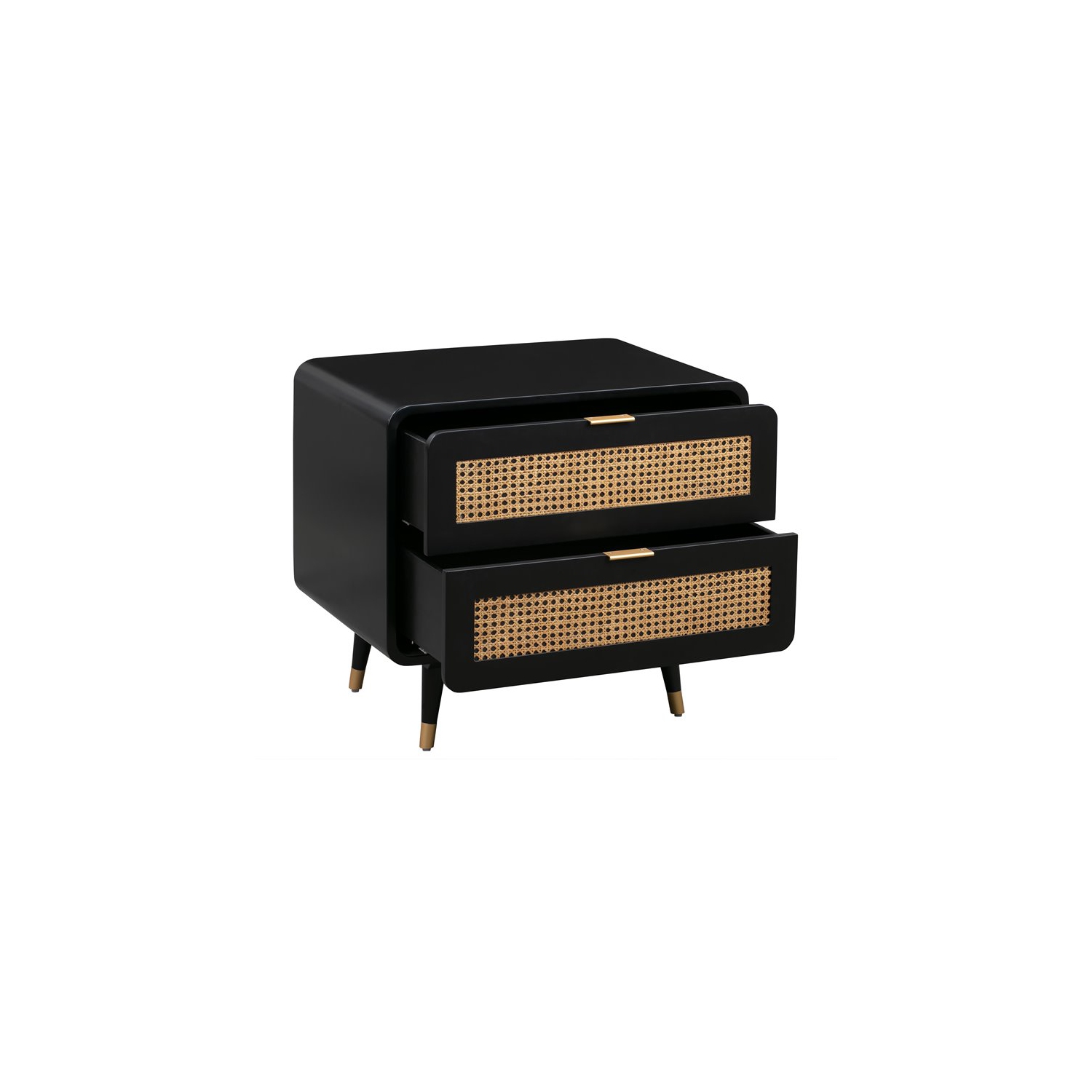TOV Furniture Christine 24.4"H Mid-Century Wood Nightstand in Black