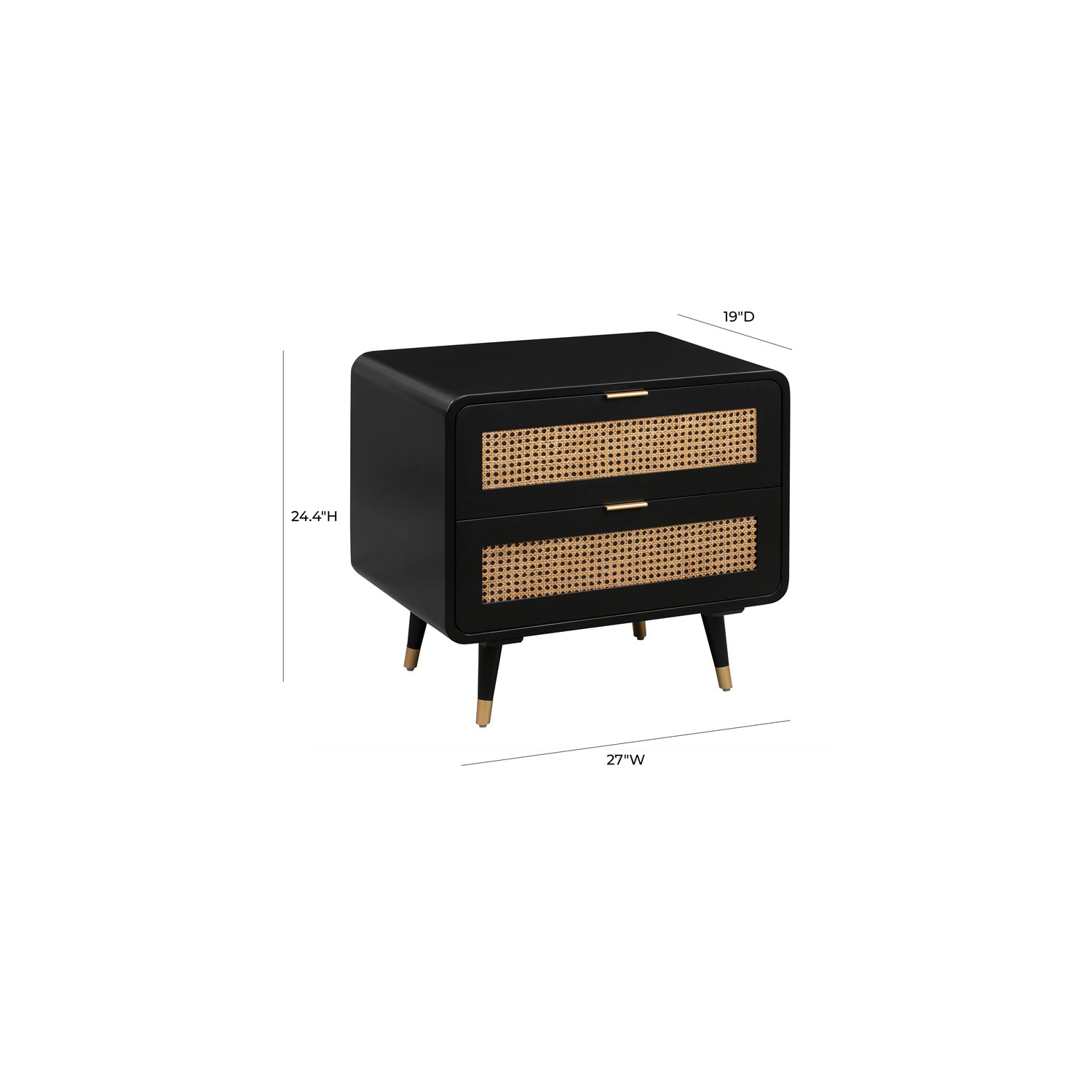 TOV Furniture Christine 24.4"H Mid-Century Wood Nightstand in Black