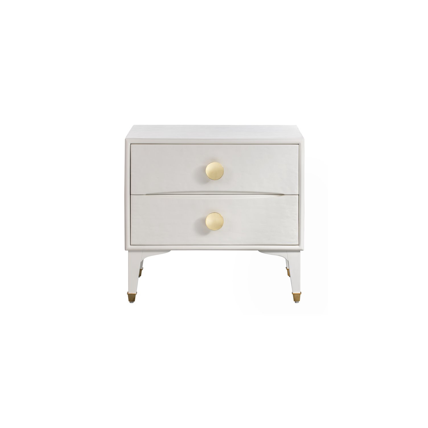 TOV Furniture Divine 23"H Transitional Wood Nightstand in White/Brass