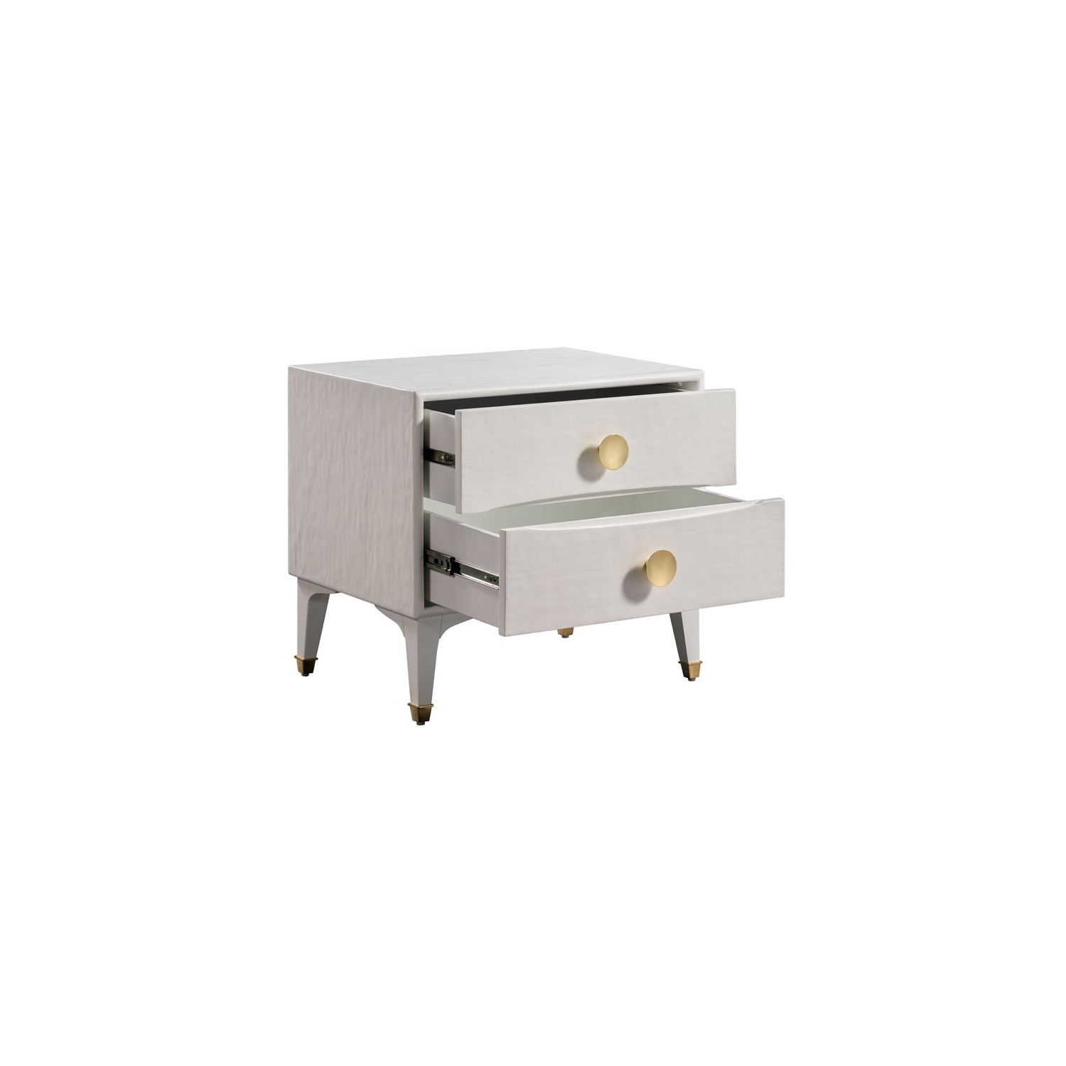 TOV Furniture Divine 23"H Transitional Wood Nightstand in White/Brass
