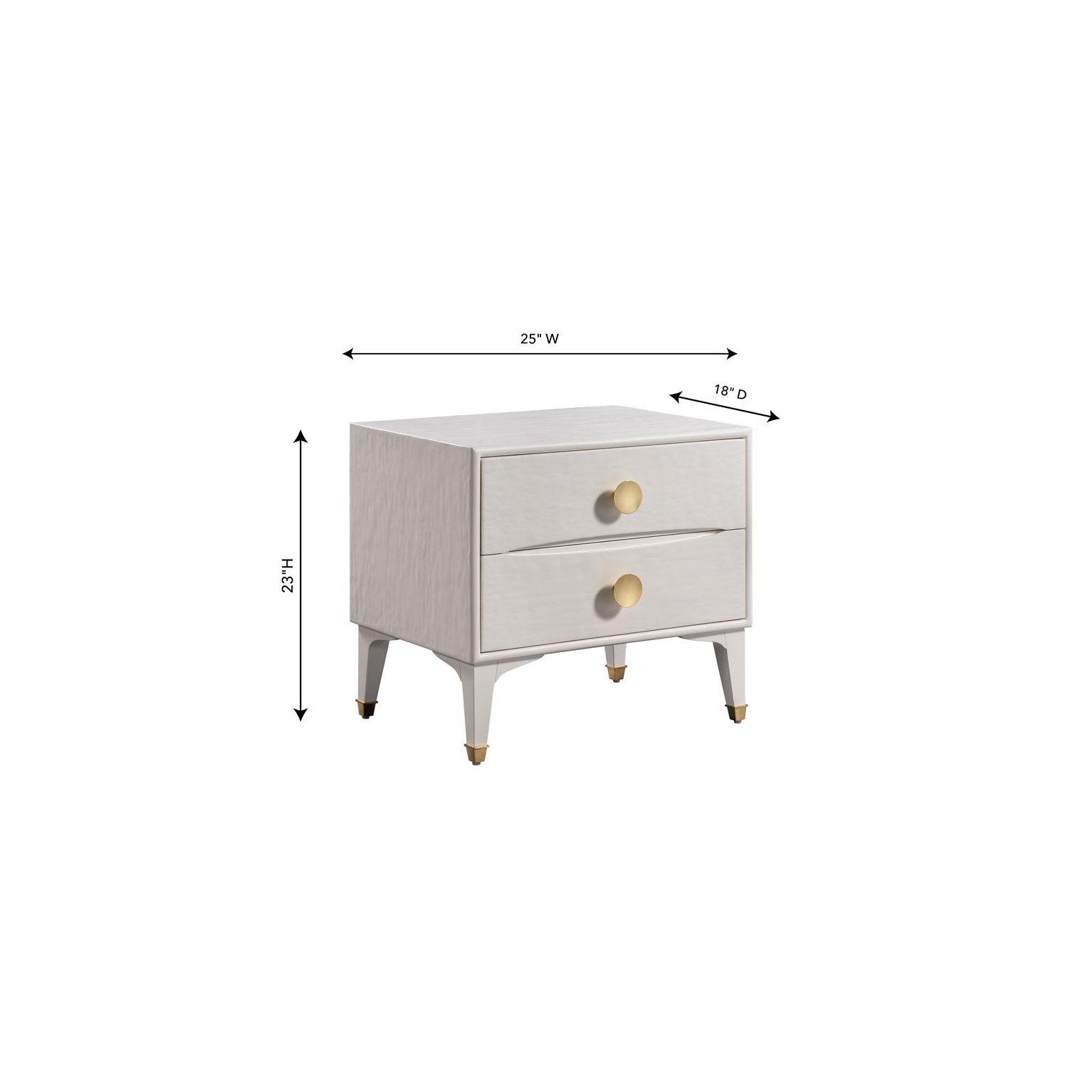 TOV Furniture Divine 23"H Transitional Wood Nightstand in White/Brass