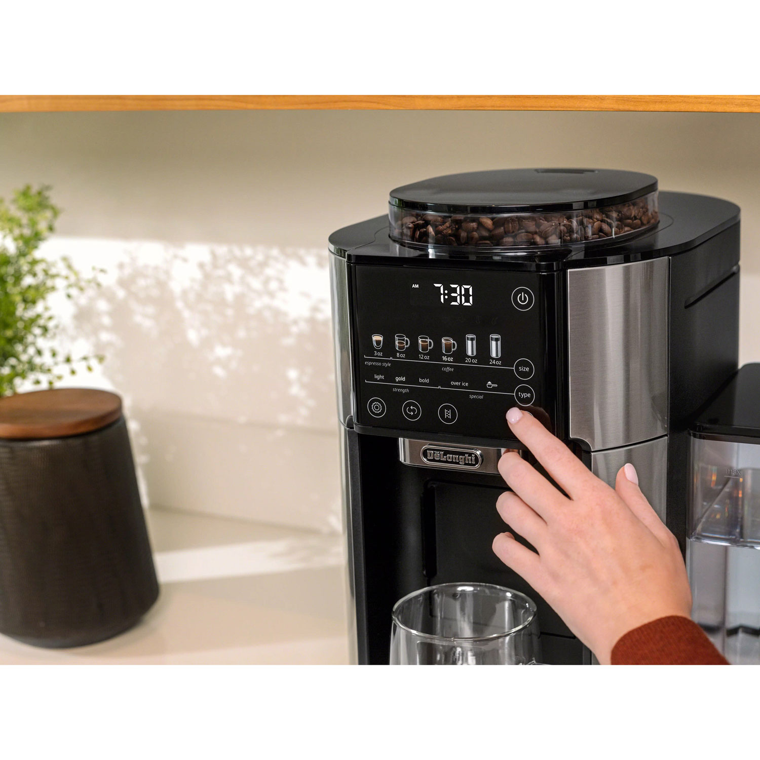 De Longhi TrueBrew Automatic Coffee Machine Black Stainless