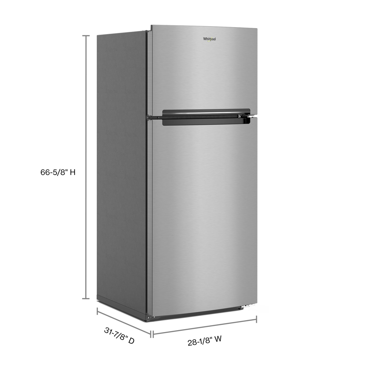 Réfrigérateur à congélateur supérieur 16,6 pi³ 29 po de Whirlpool - Acier Dolos