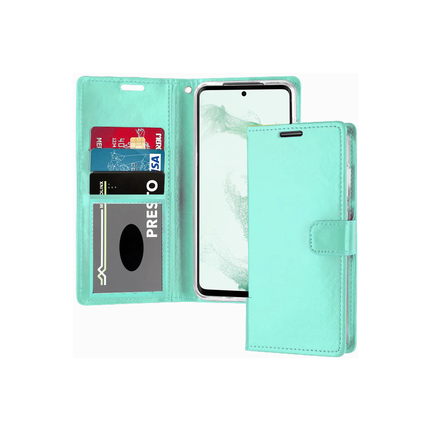 XCRS Folio Housse de portefeuille magnétique, pochette en cuir PU avec fente pour carte et étui pour Samsung Galaxy S22 2022