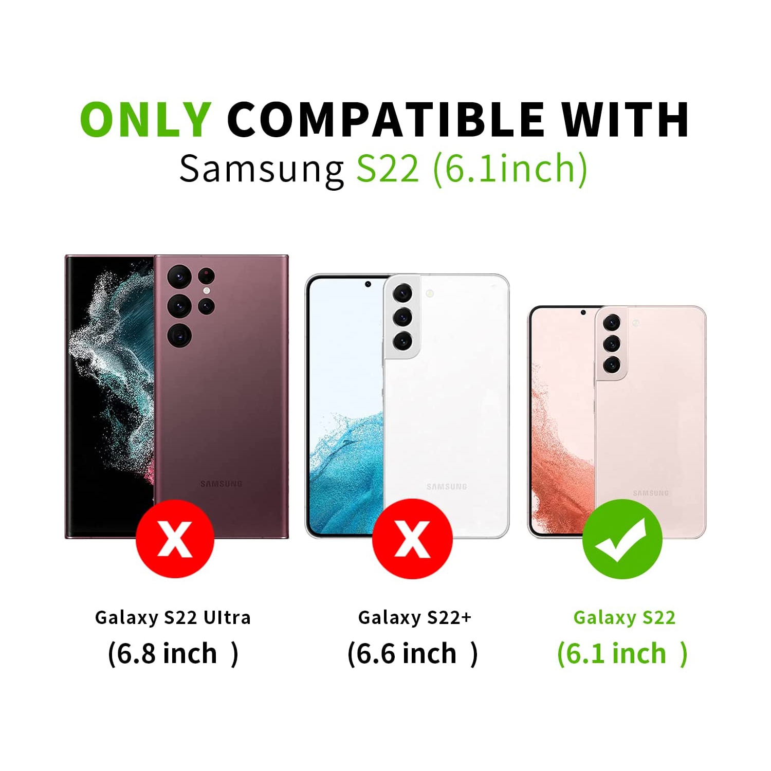 XCRS Folio Housse de portefeuille magnétique, pochette en cuir PU avec fente pour carte et étui pour Samsung Galaxy S22 2022