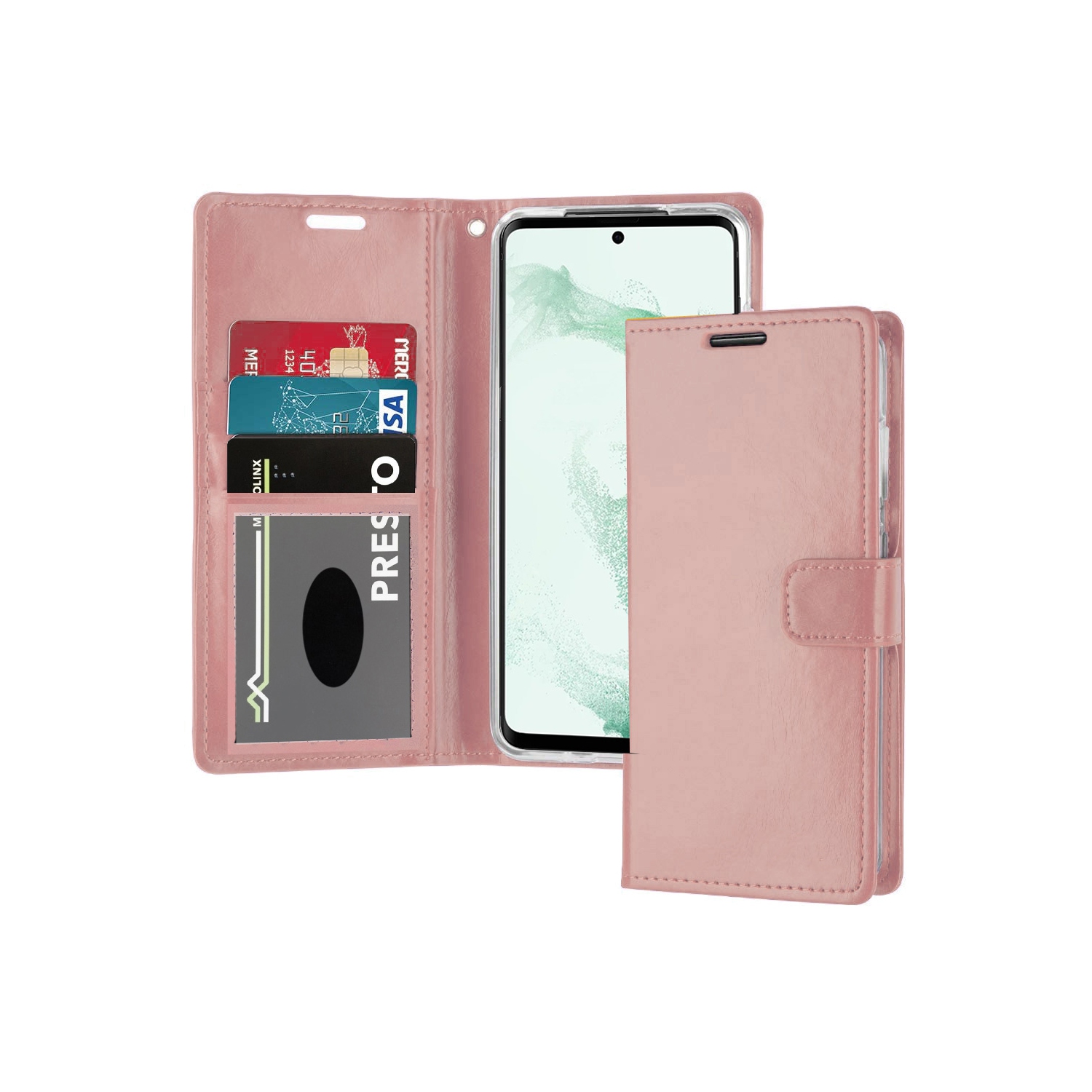 XCRS Folio Magnetic Wallet Cover, PU Leather Pouch with Card Slot and Stand Case for Samsung Galaxy S22 2022