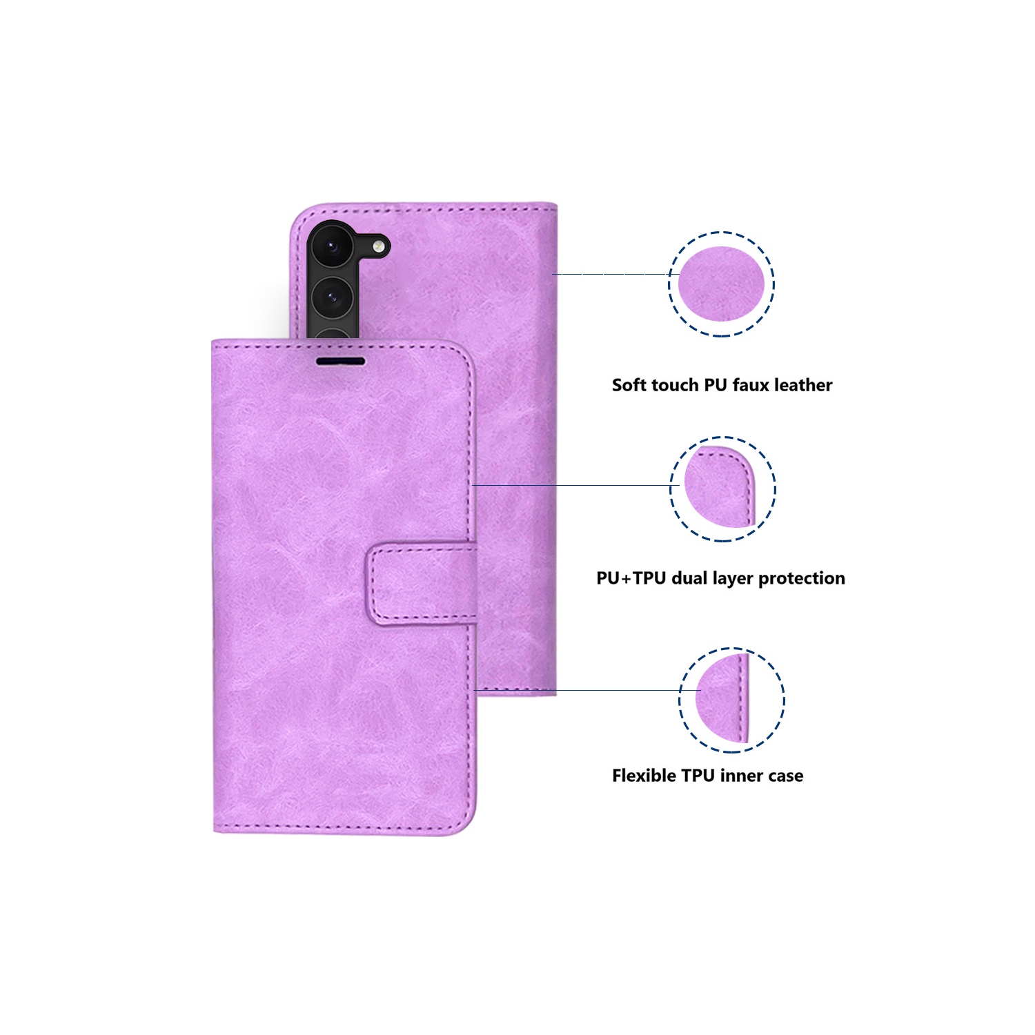 XCRS Folio Housse de portefeuille magnétique, pochette en cuir PU avec fente pour carte et étui pour Samsung Galaxy S22 2022