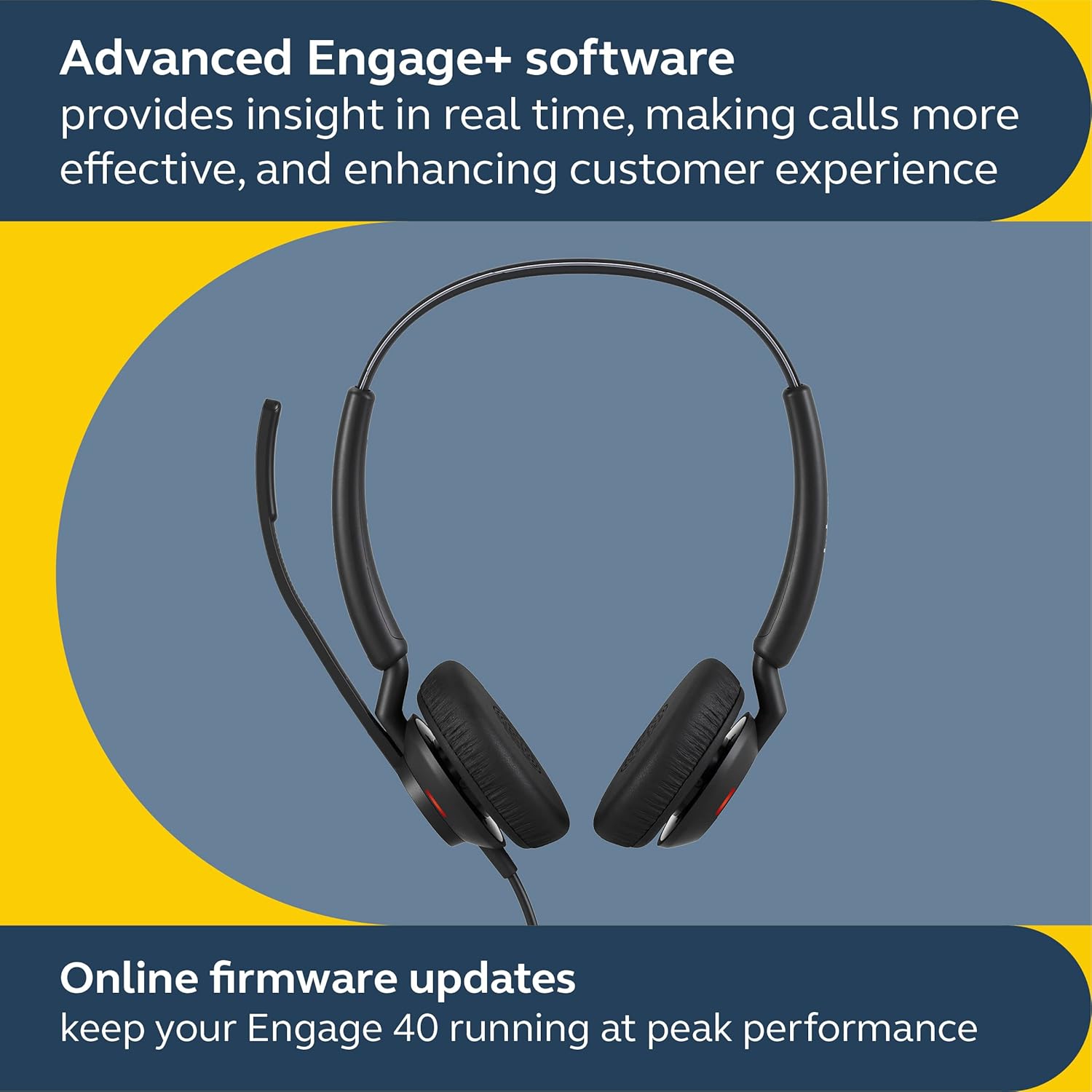 Jabra Engage 40 On-Ear Noise Cancelling Sound Isolating Headsets with Mic