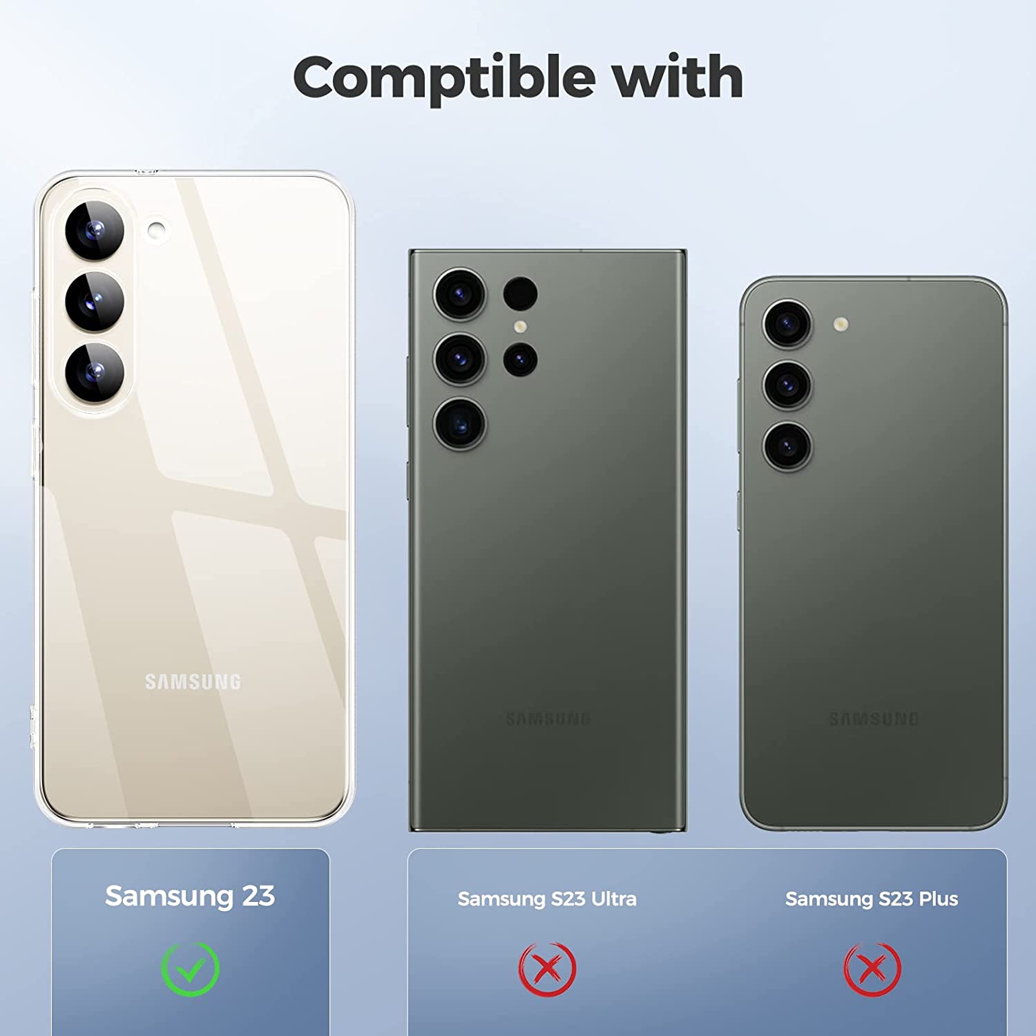 Coque en silicone gel TPU transparent pour Samasung Galaxy S23