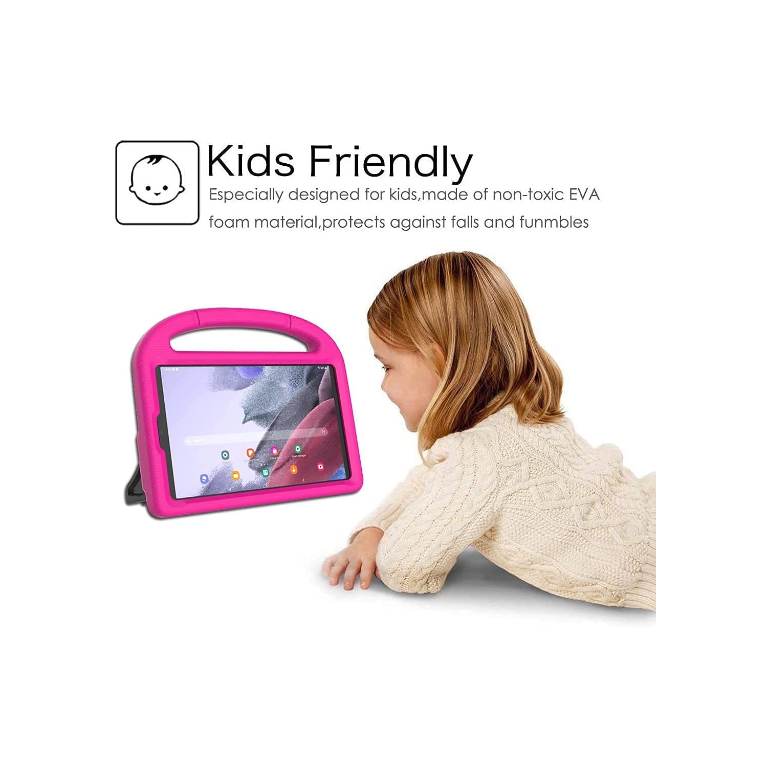 Kids Case for Samsung Galaxy Tab A7 Lite 8.7 Inch 2021, L Lightweight Shockproof Kid-Proof Cute Cover with Handle Kickstand for Galaxy Tab A7 Lite