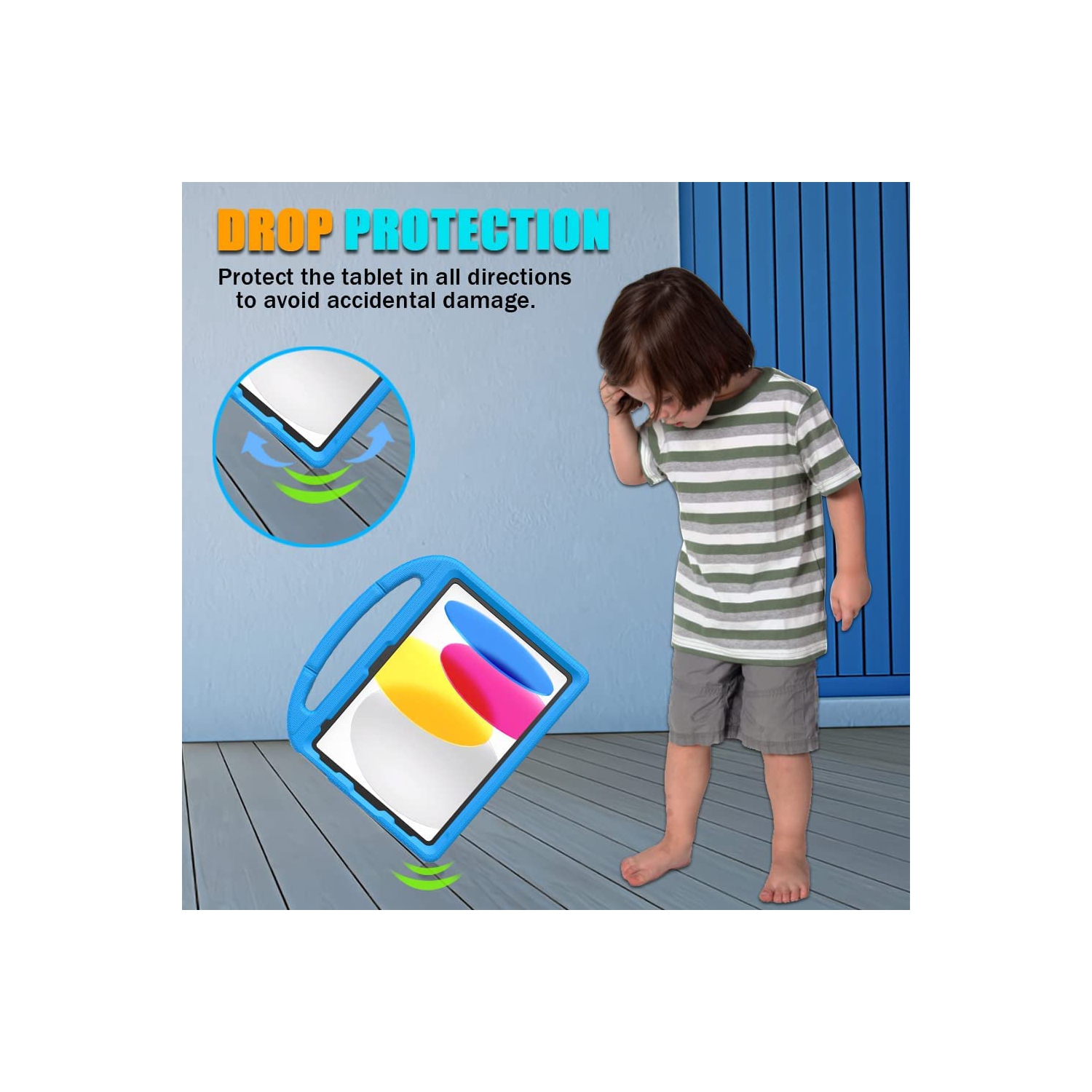 Kids Case for iPad 10th Generation 10.9 Inch 2022, L iPad Air 5th/4th Generation Case, iPad Pro 11 Inch Case Lightweight Shockproof with Handle Stand